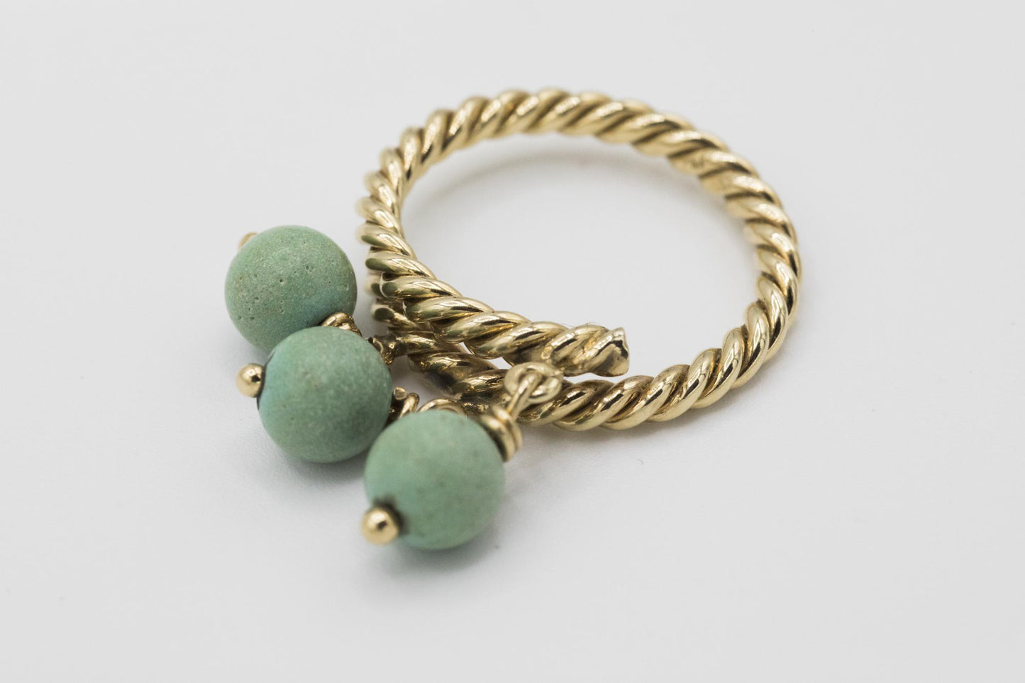 Delightful 14K Turquoise Bead Dangle Bypass Ring