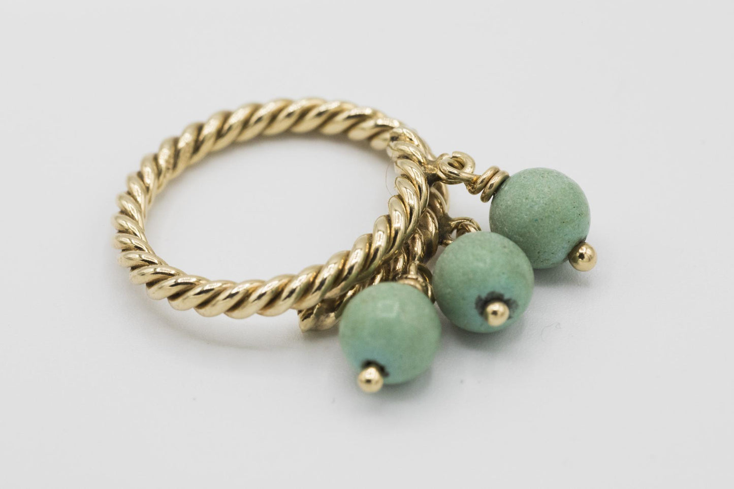 Delightful 14K Turquoise Bead Dangle Bypass Ring