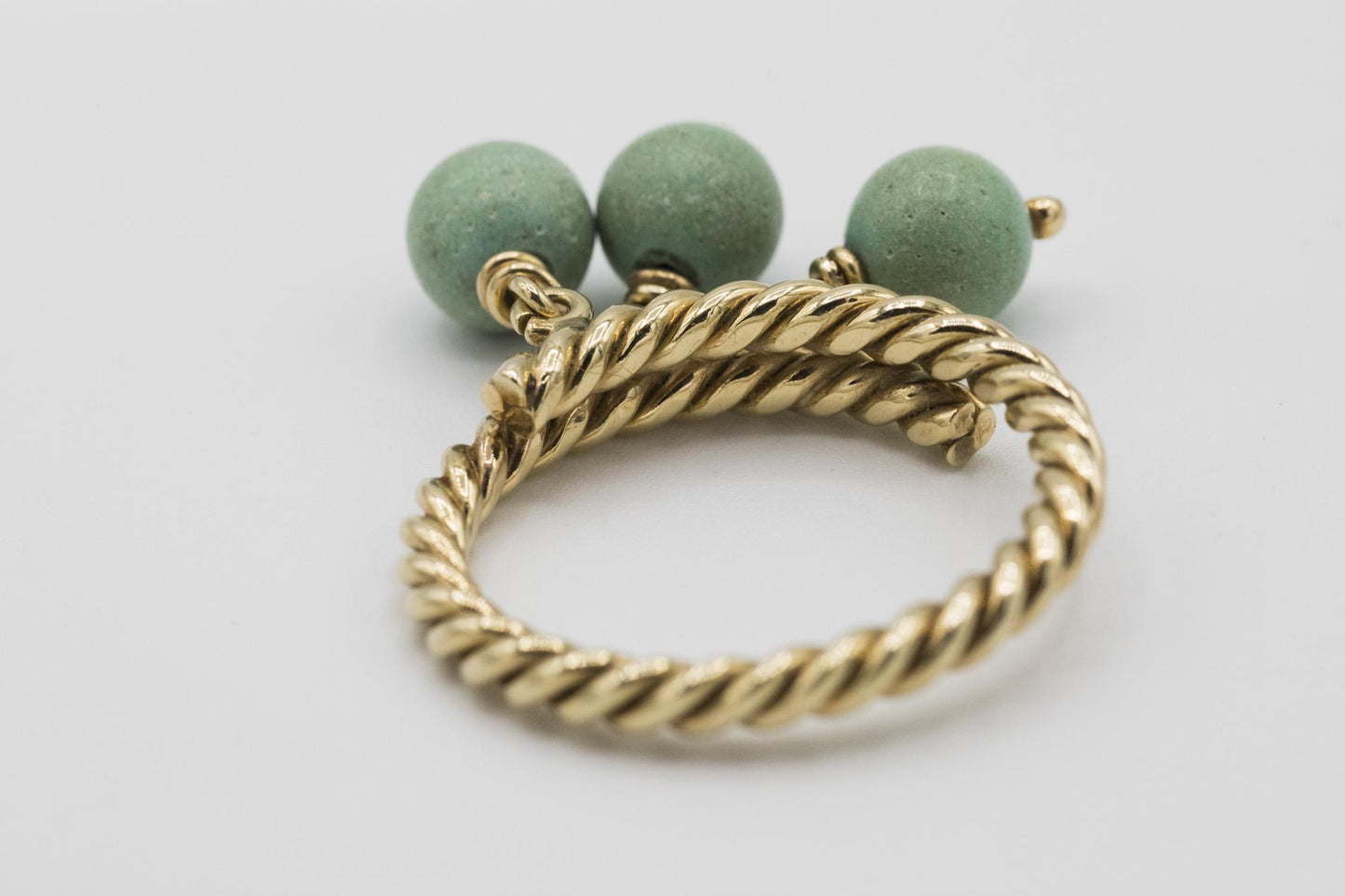Delightful 14K Turquoise Bead Dangle Bypass Ring