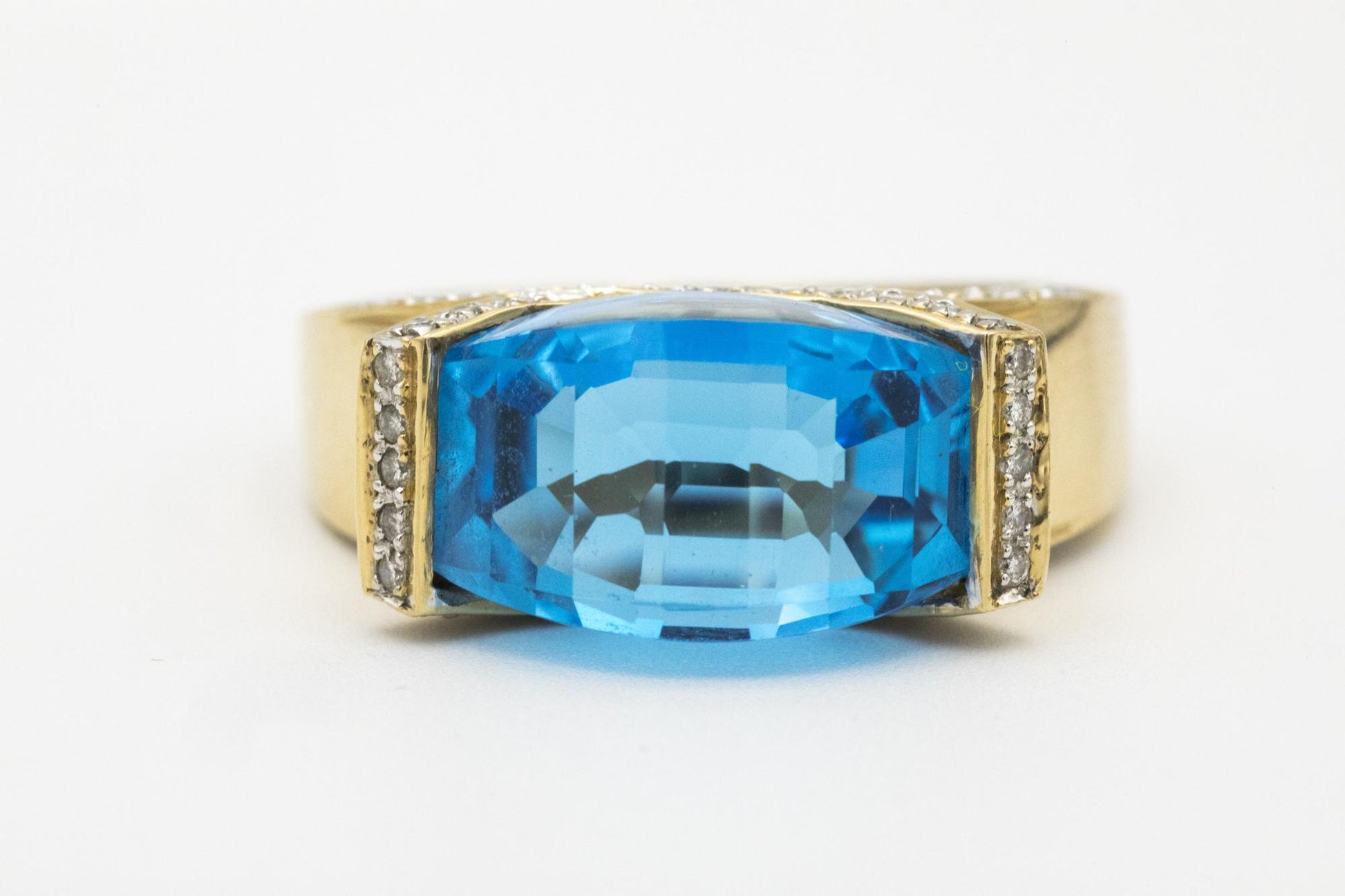 Blue Topaz & Diamond Statement Ring