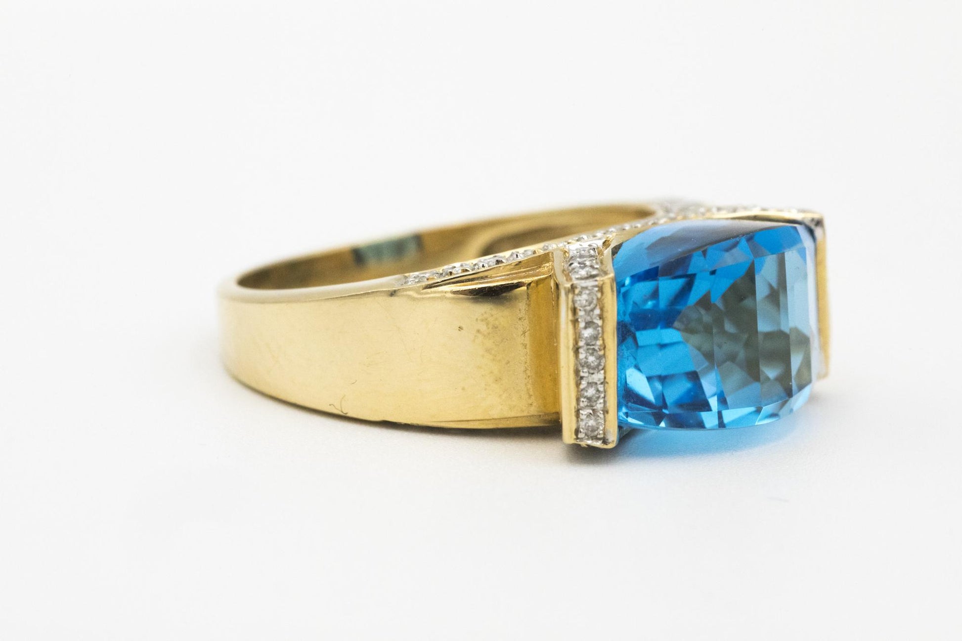 Blue Topaz & Diamond Statement Ring