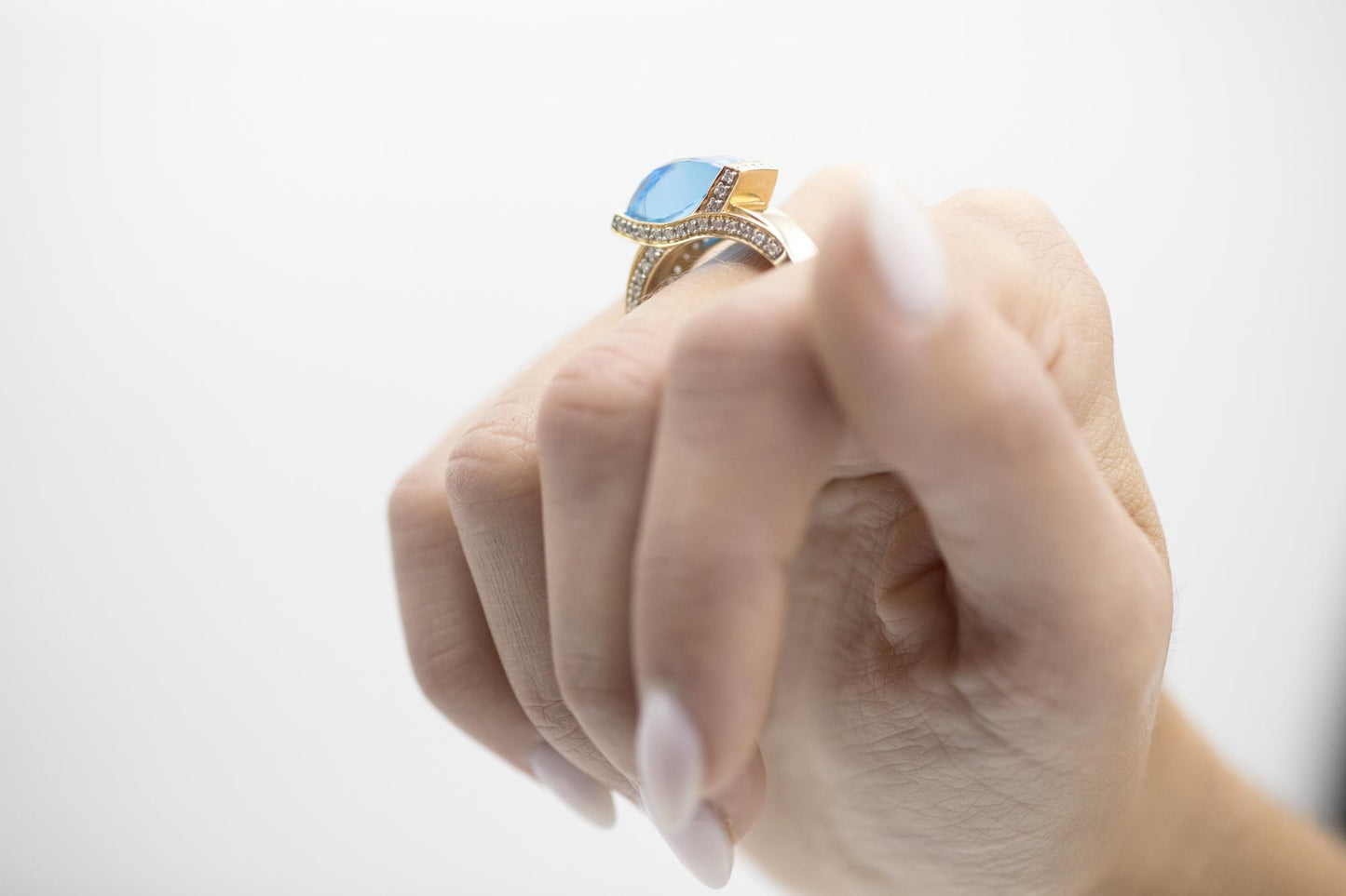 Blue Topaz & Diamond Statement Ring