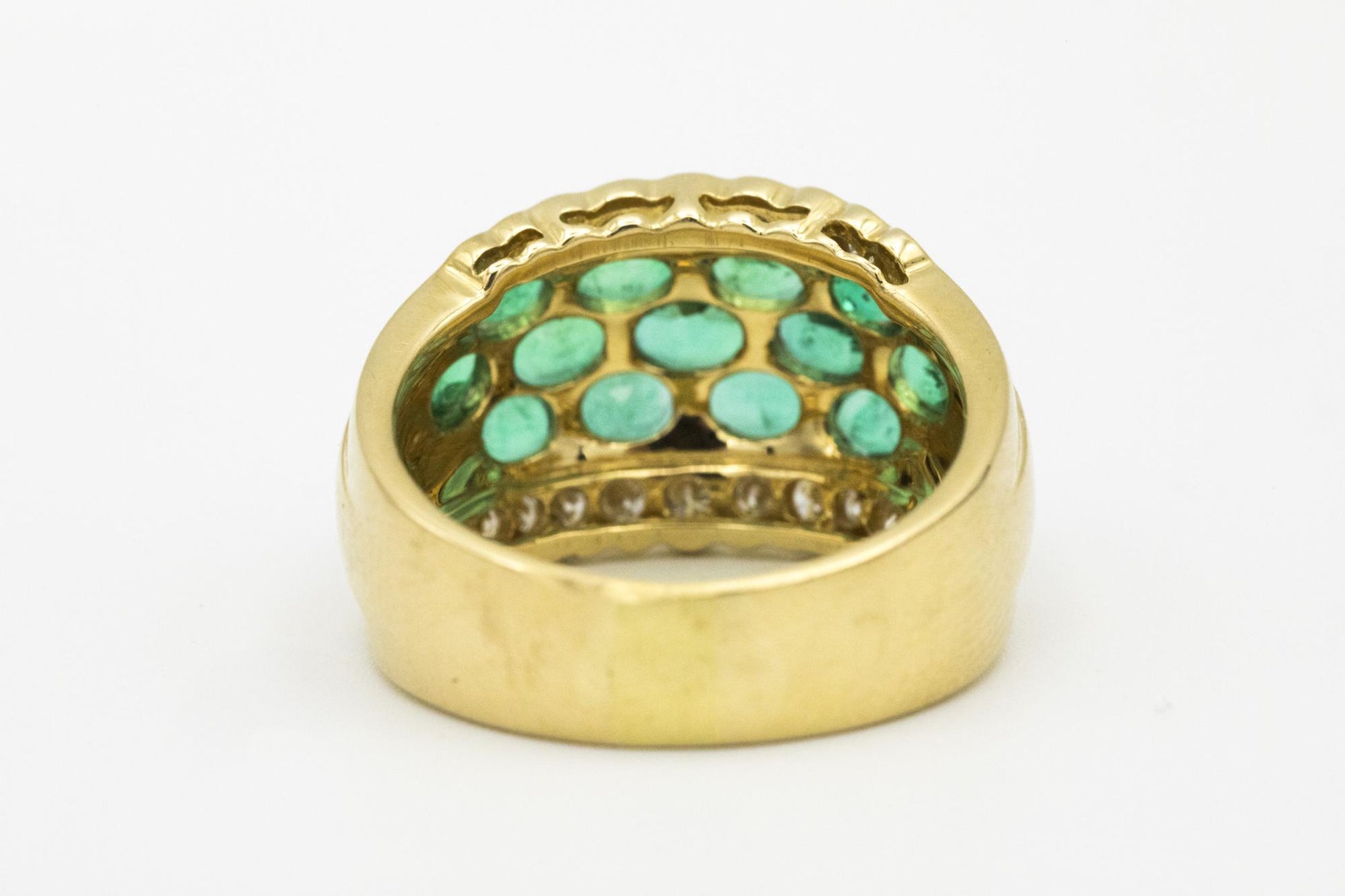 Emerald & Diamond Statement Ring in 18K Yellow Gold