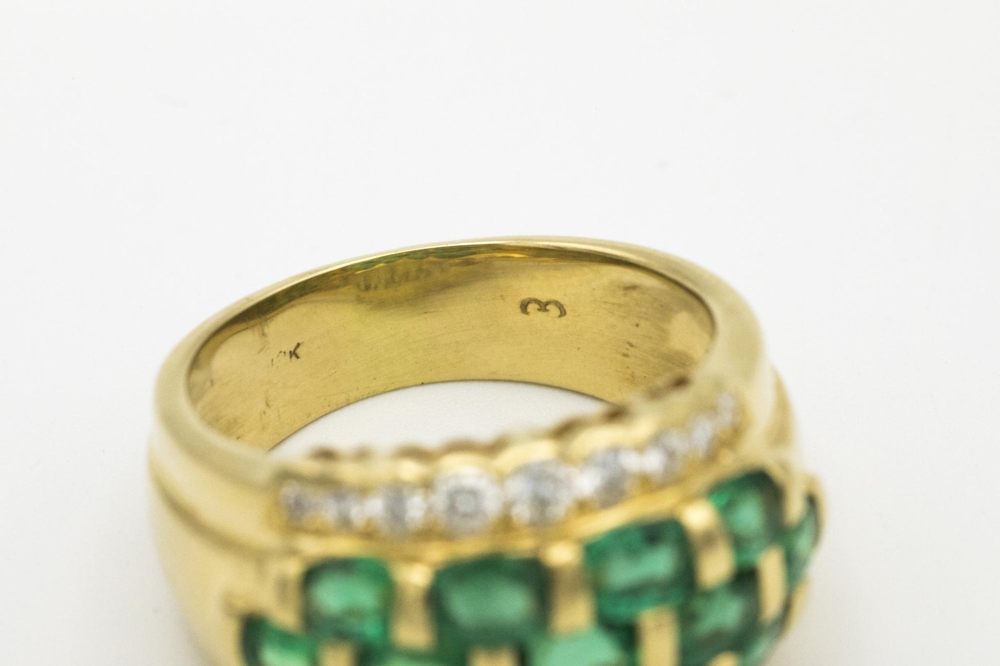 Emerald & Diamond Statement Ring in 18K Yellow Gold