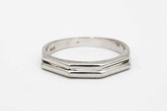 18K White Gold Double Band Geometric Ring