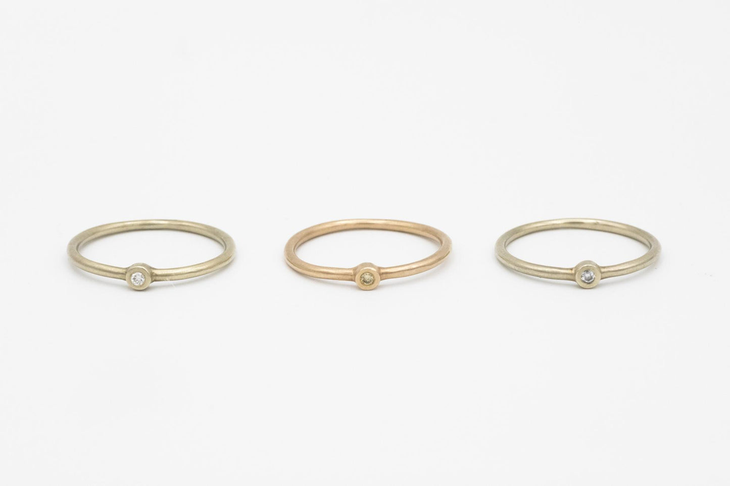 Stackable Set of 18K Gold Rings with Diamonds