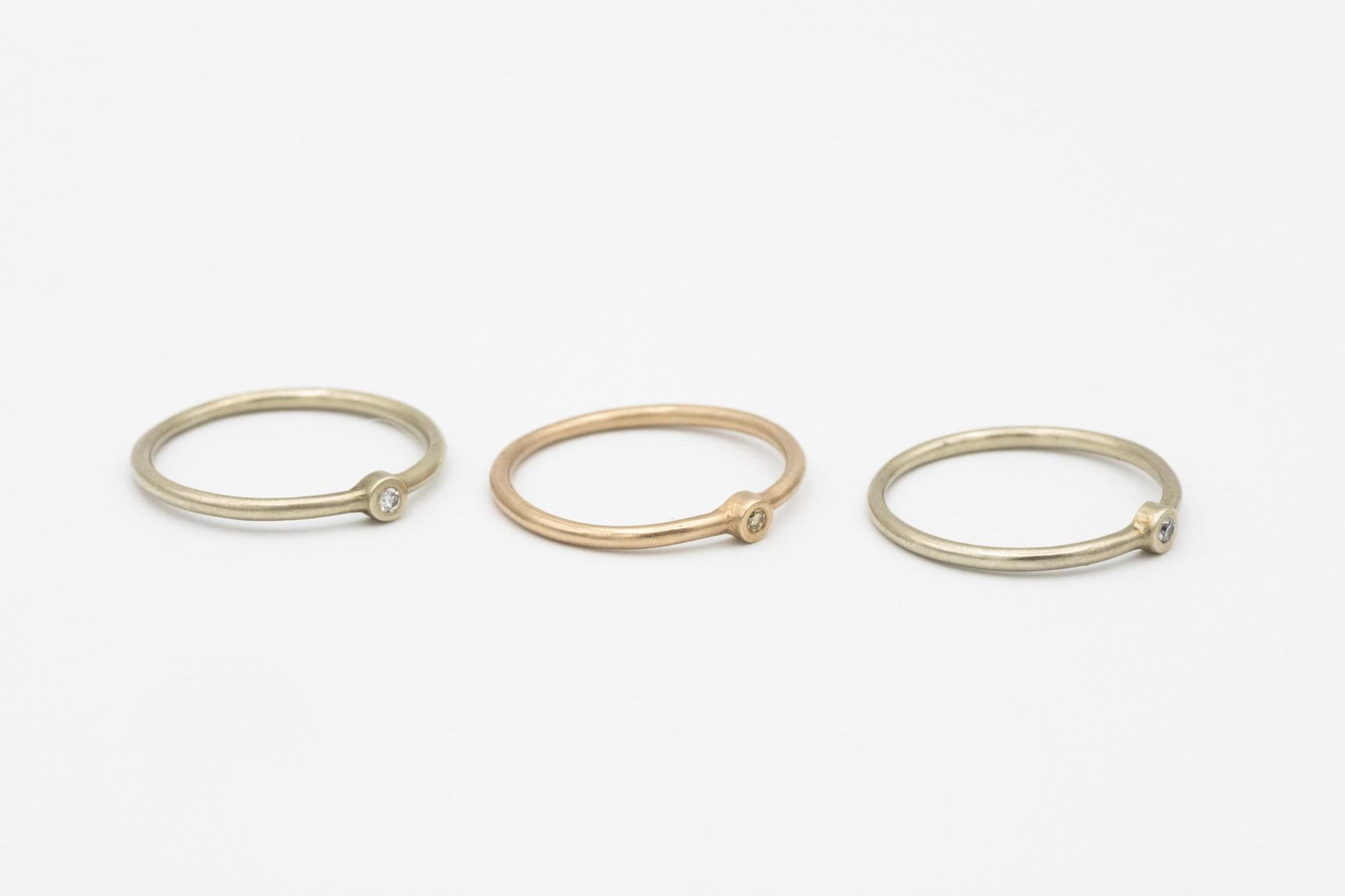 Stackable Set of 18K Gold Rings with Diamonds