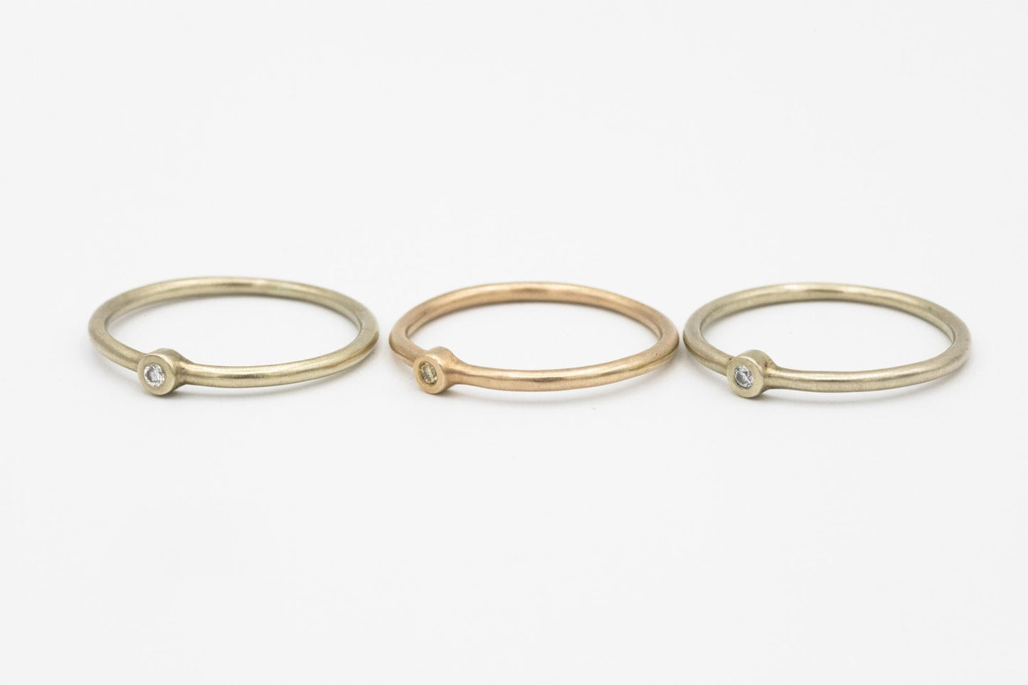 Stackable Set of 18K Gold Rings with Diamonds