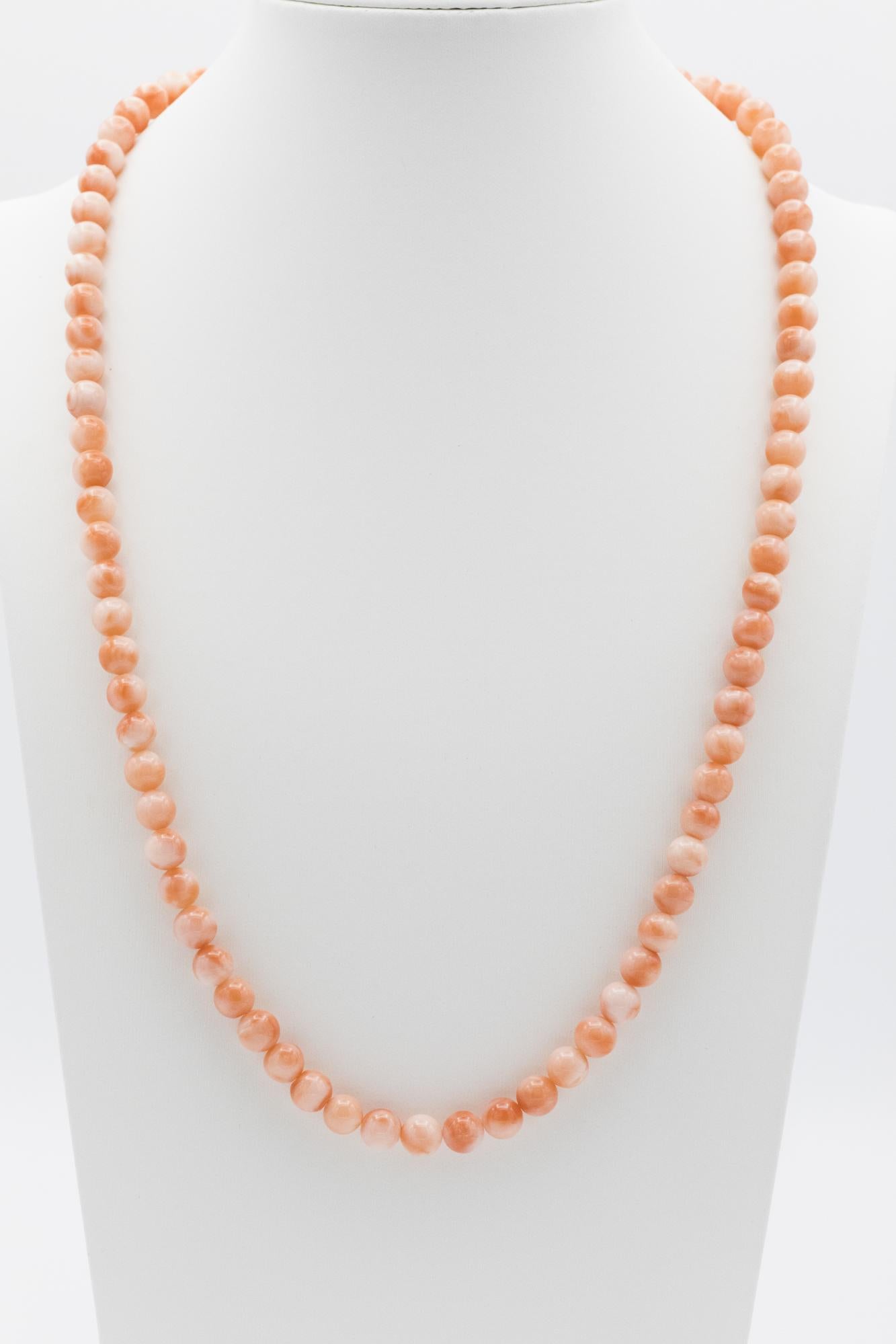 Lovely 22" Coral Beaded Necklace with 14K Clasp