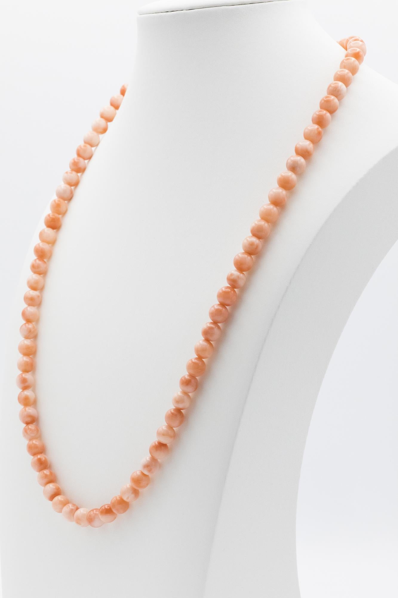 Lovely 22" Coral Beaded Necklace with 14K Clasp