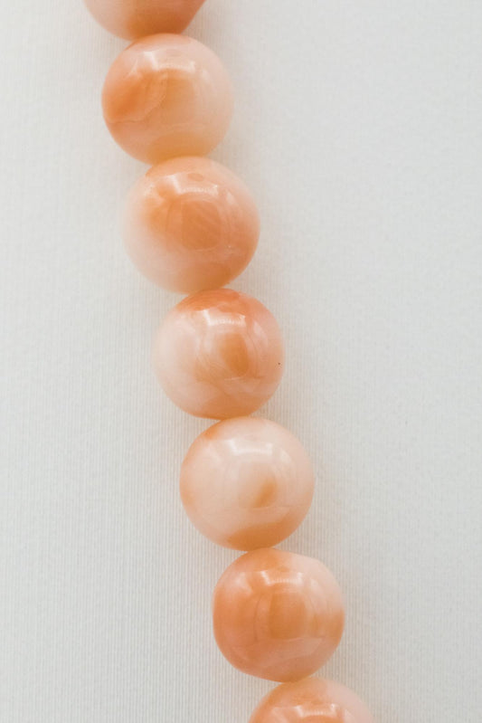 Lovely 22" Coral Beaded Necklace with 14K Clasp