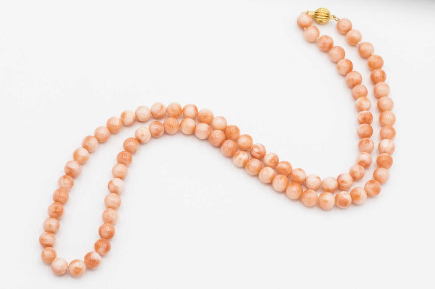 Lovely 22" Coral Beaded Necklace with 14K Clasp