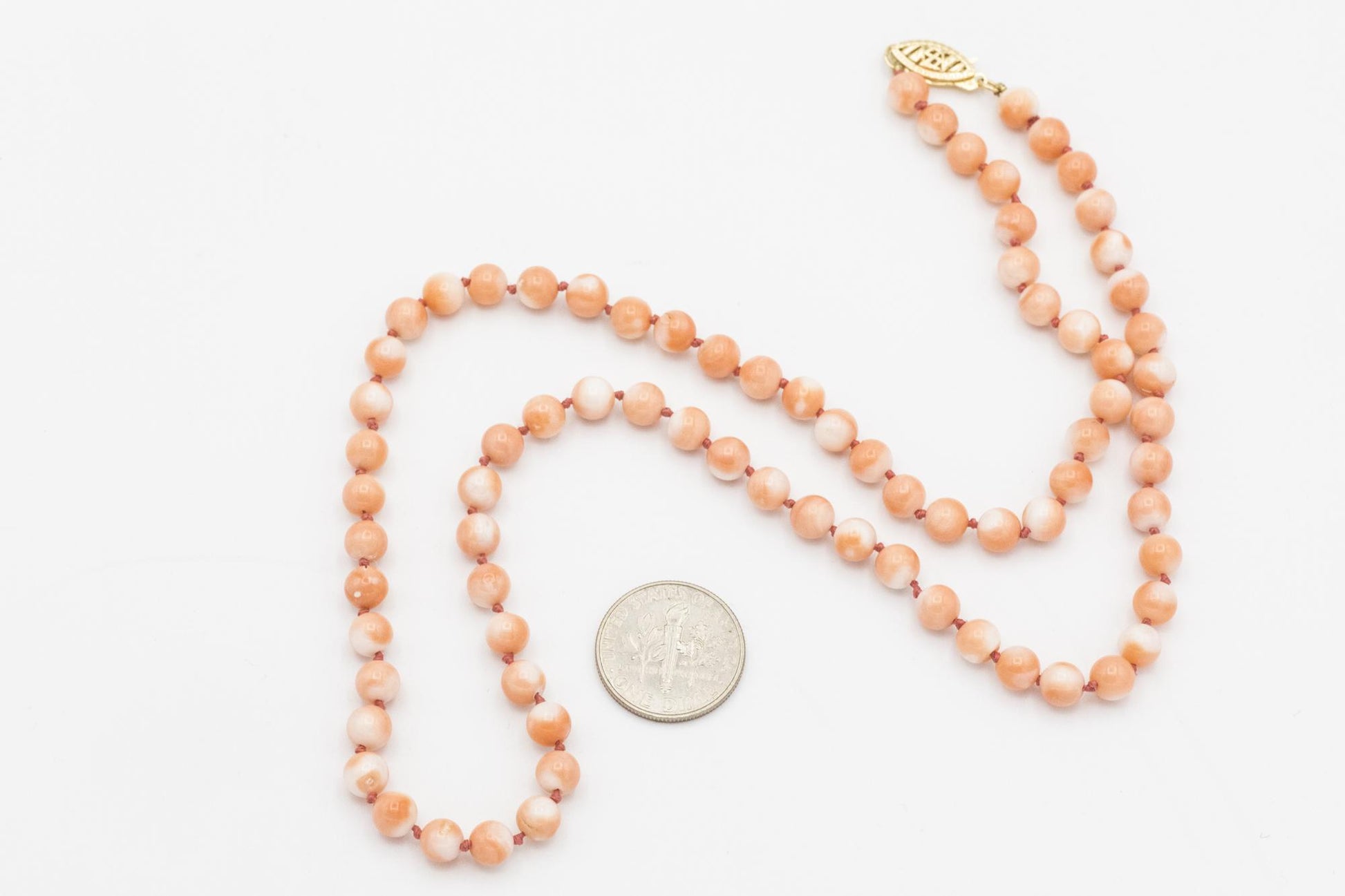 Beautiful Coral Beaded Necklace with 14K Clasp