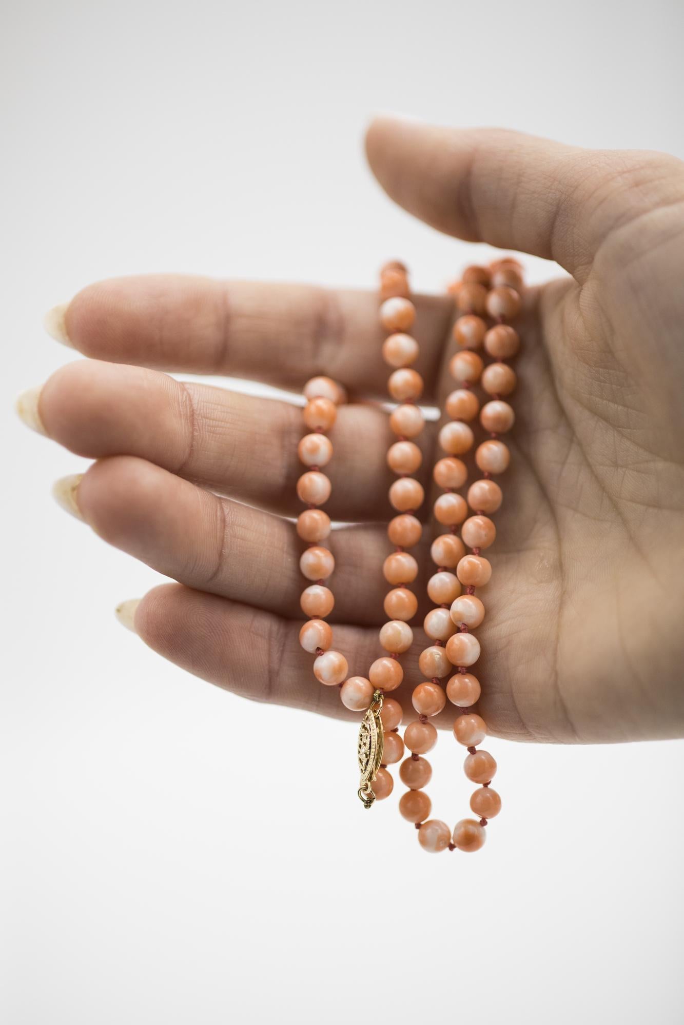 Beautiful Coral Beaded Necklace with 14K Clasp