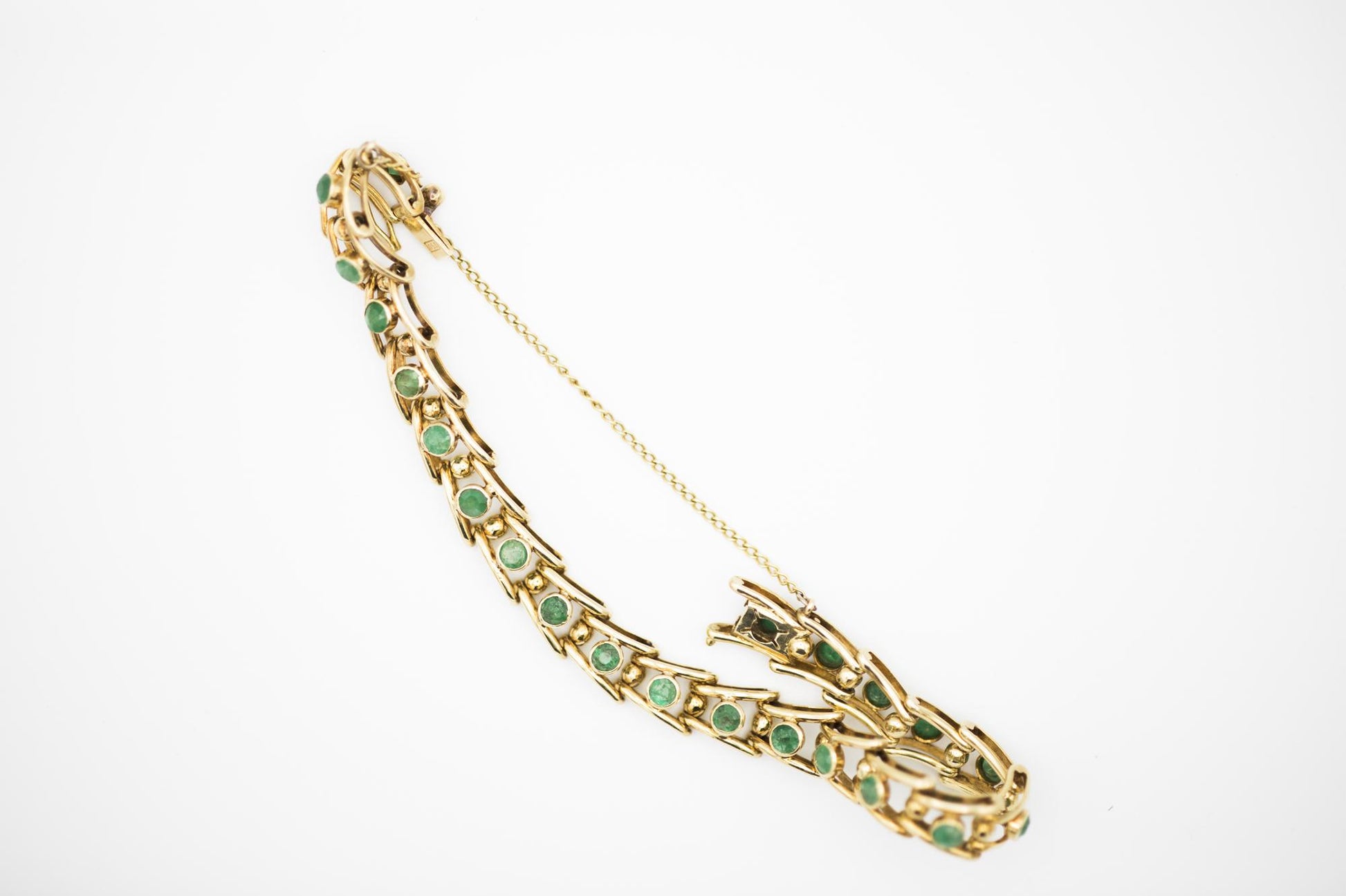 Unique 18K Estate Emerald Link Bracelet