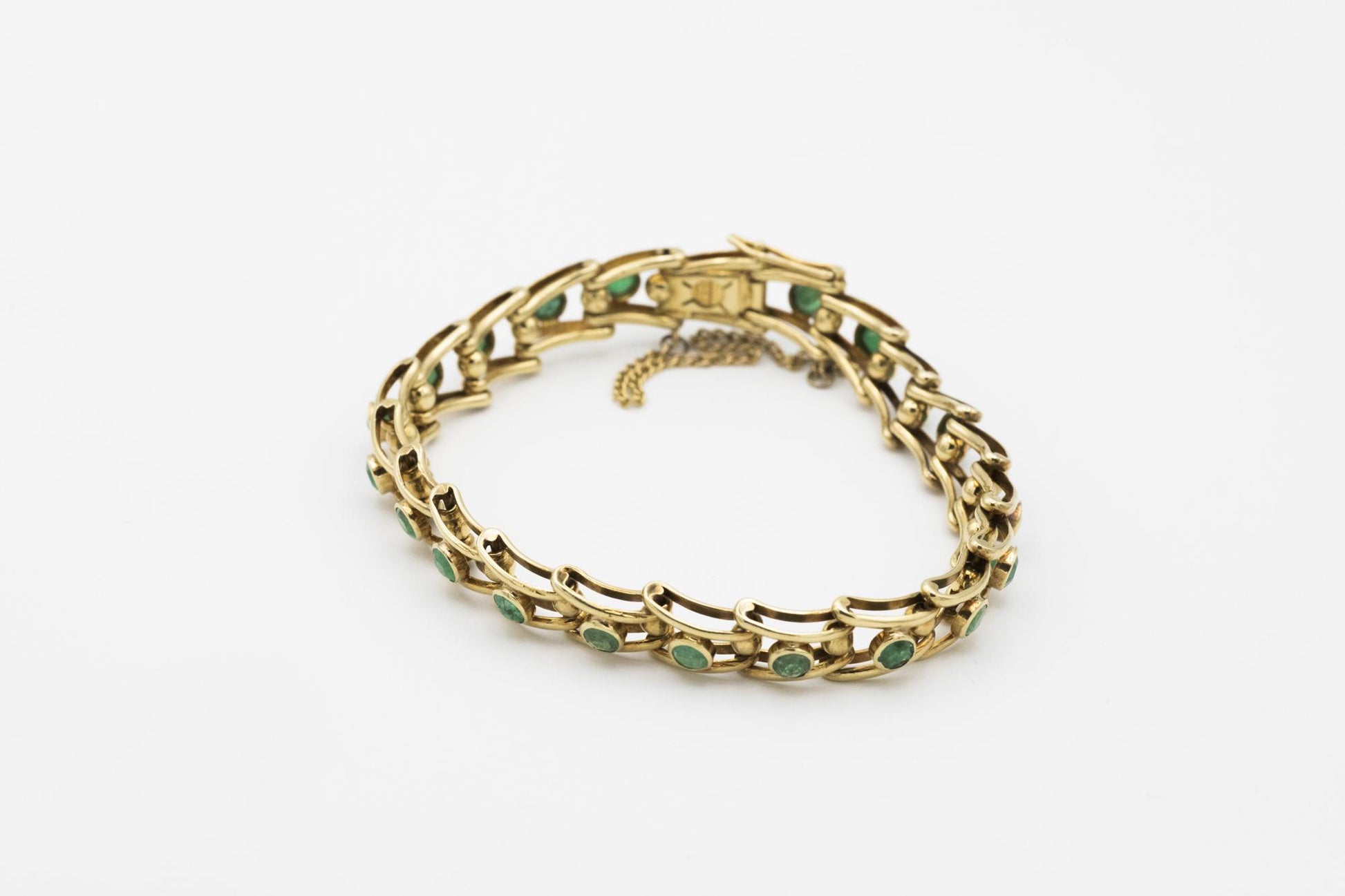 Unique 18K Estate Emerald Link Bracelet