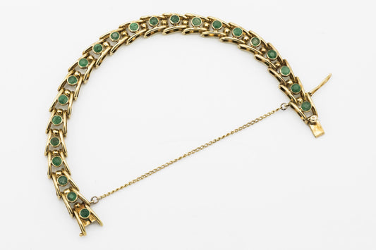 Unique 18K Estate Emerald Link Bracelet