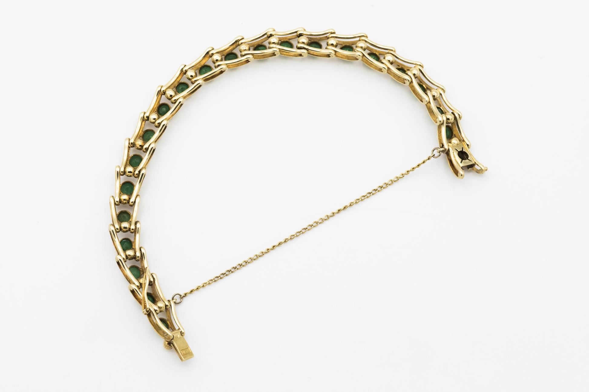 Unique 18K Estate Emerald Link Bracelet