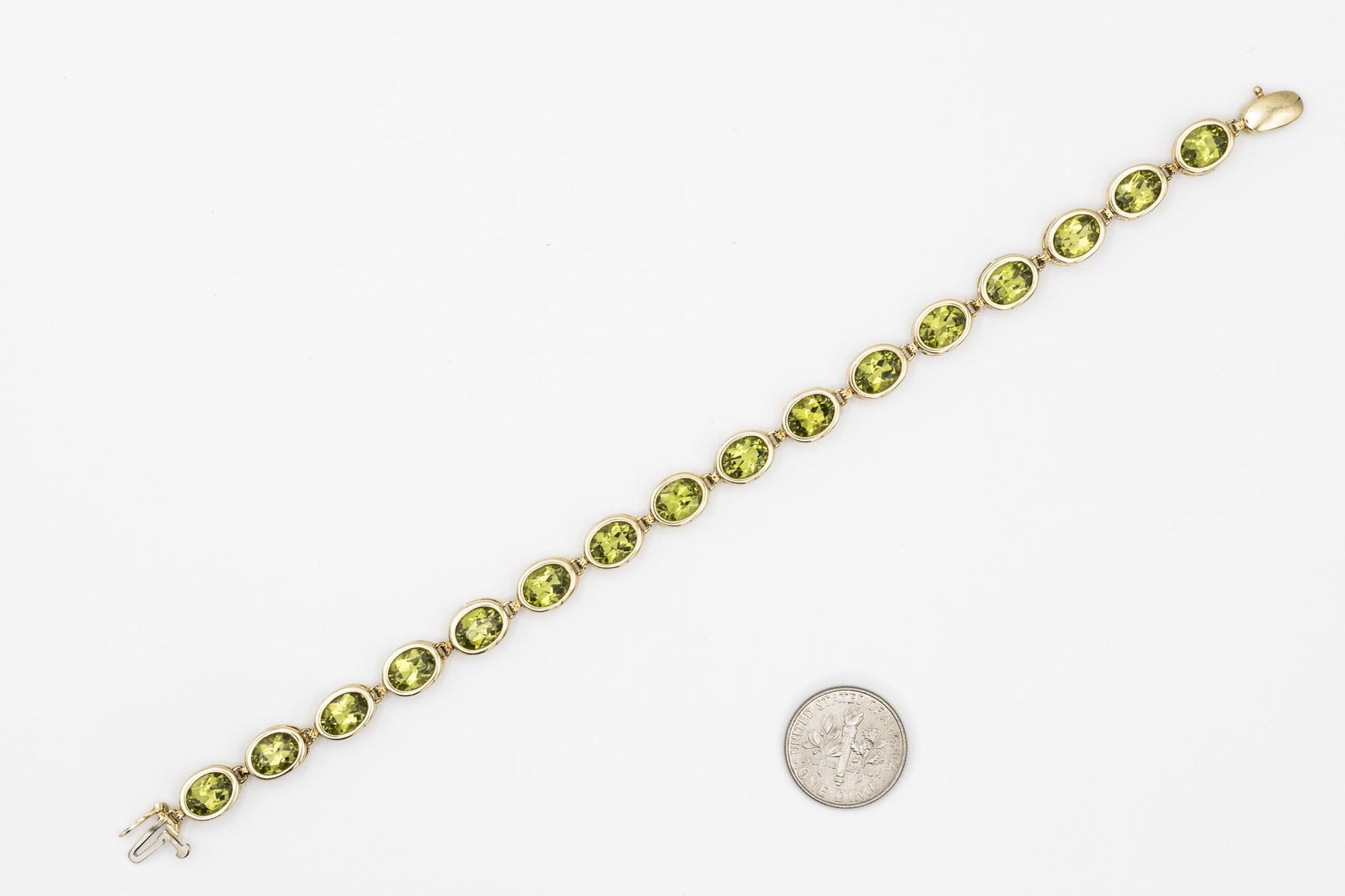 14K Gold Peridot Tennis Bracelet