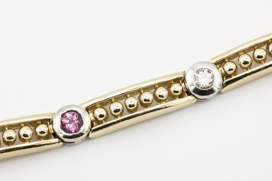 Fabulous 14K Diamond, Ruby, Citrine, Topaz, & Aquamarine Bracelet