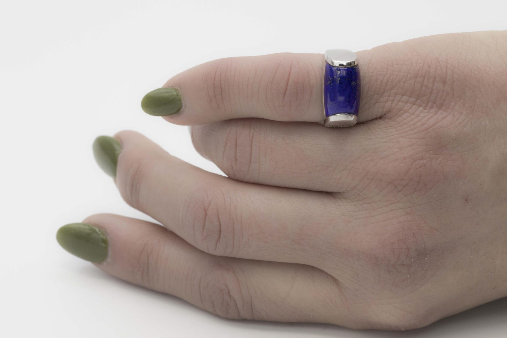 18K White Gold Bvlgari Lapis Lazuli Tronchetto Ring