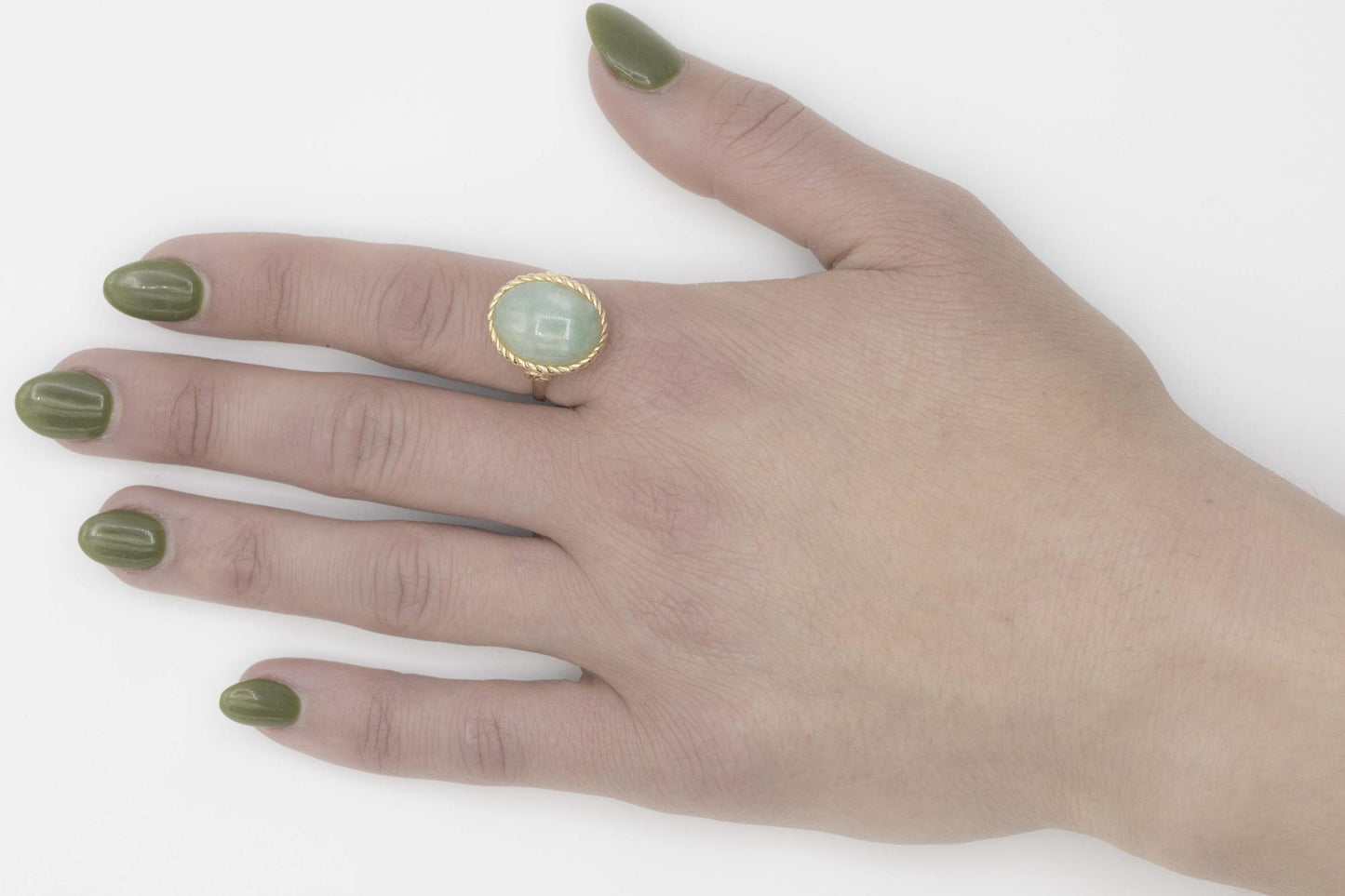 14K Yellow Gold Sanuk Oval Jade-Nephrite Ring