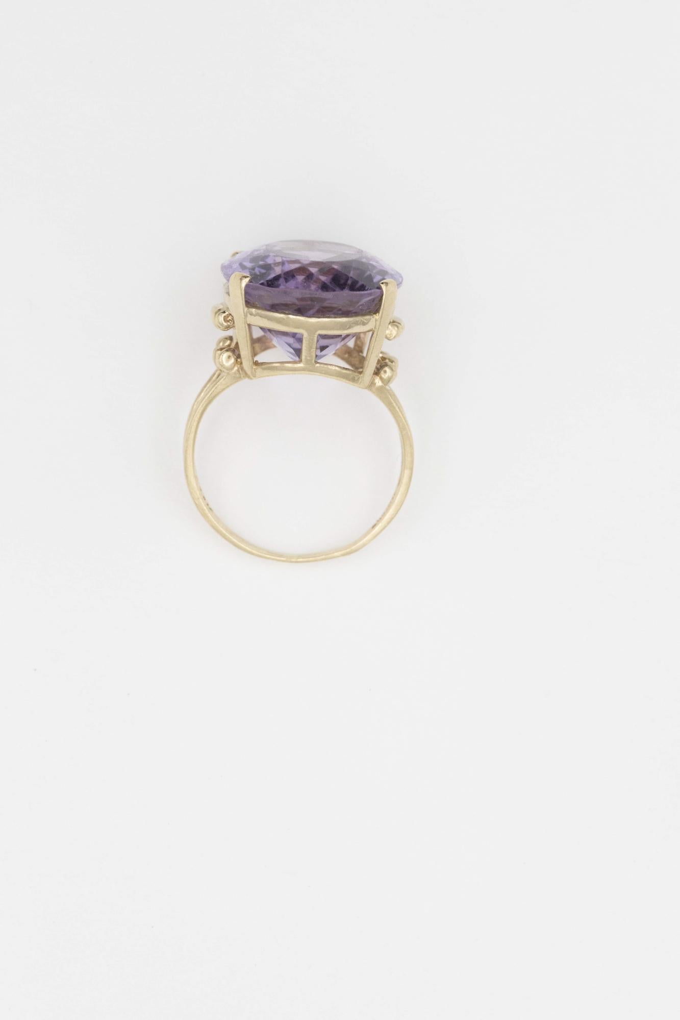 14K Yellow Gold Oval Amethyst Statement Ring