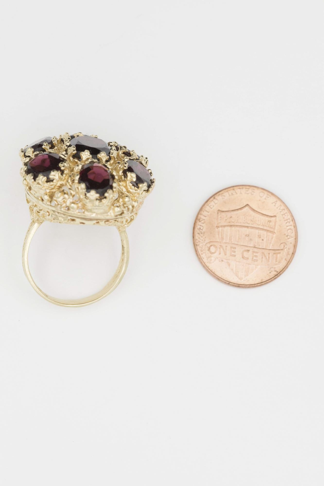 Fabulous 14K Garnet-Filigree Cocktail Ring