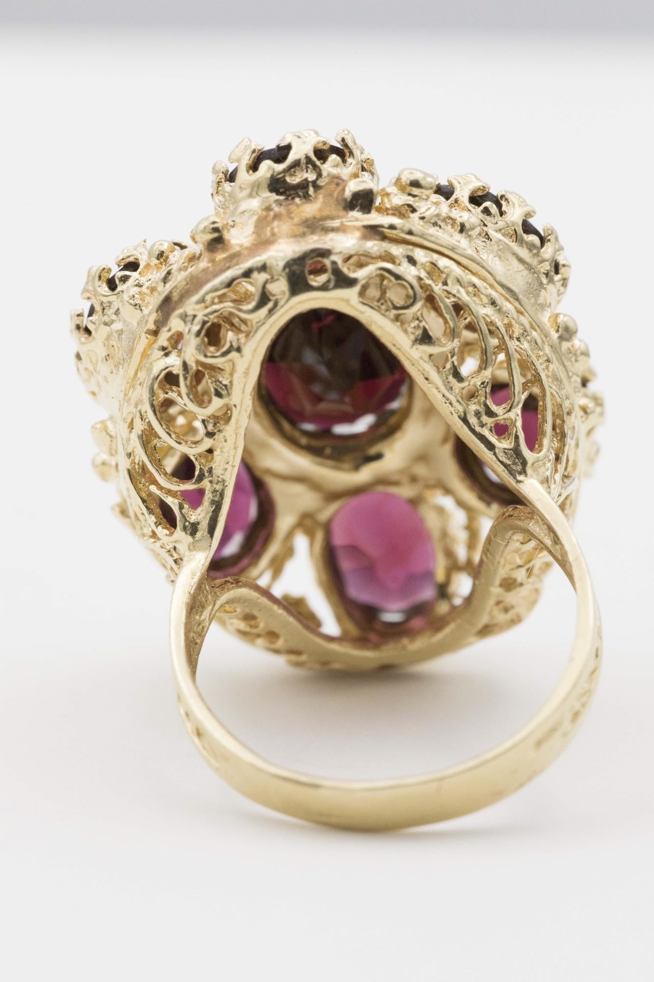 Fabulous 14K Garnet-Filigree Cocktail Ring