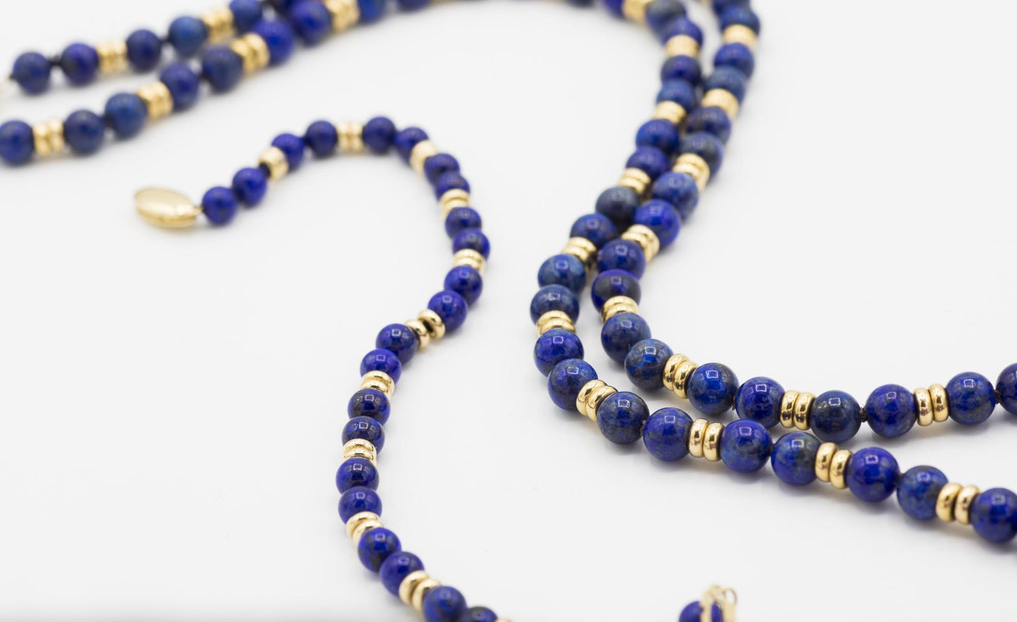 Lapis Bead Necklace and Bracelet with 14K YG Spacer Beads and Clasp