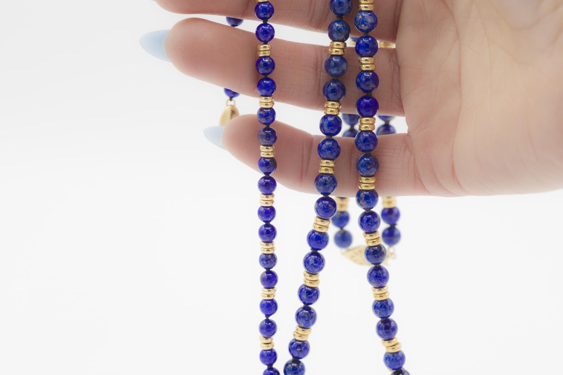 Lapis Bead Necklace and Bracelet with 14K YG Spacer Beads and Clasp