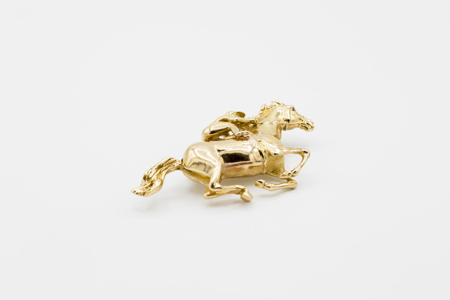 Gorgeous Horse and Jockey Brooch by William Ruser, in 14K YG