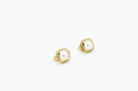 Pearl Earrings with Twisted Rope 18K YG Setting