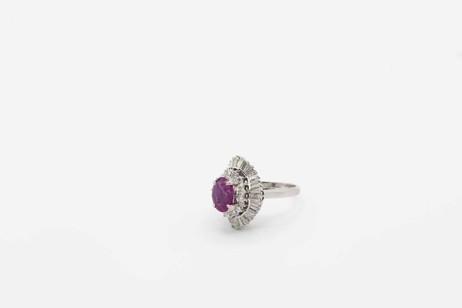 Ruby Cocktail Ring with 3ctw Diamond Double Halo Set in 900 Platinum