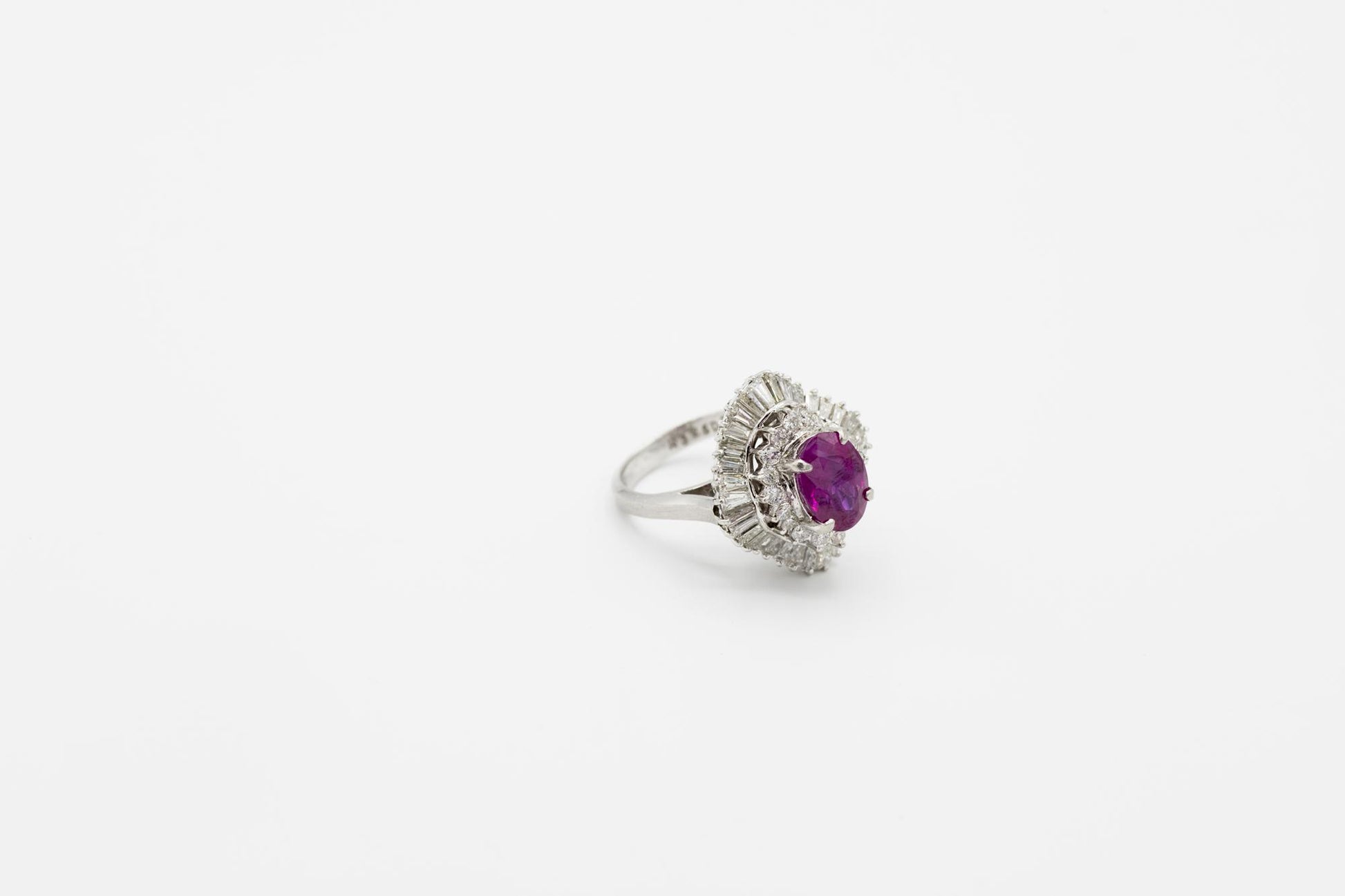 Ruby Cocktail Ring with 3ctw Diamond Double Halo Set in 900 Platinum