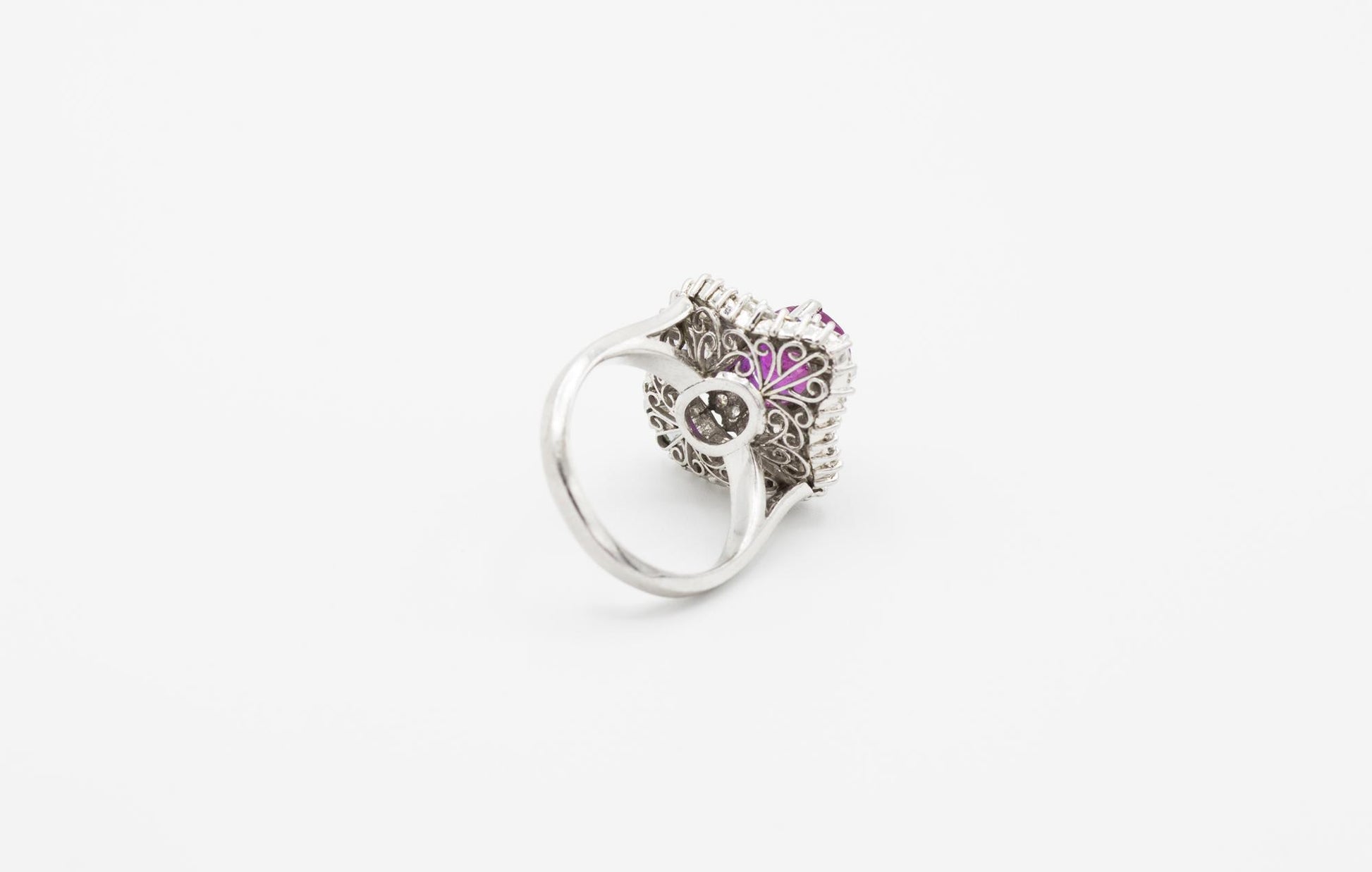 Ruby Cocktail Ring with 3ctw Diamond Double Halo Set in 900 Platinum