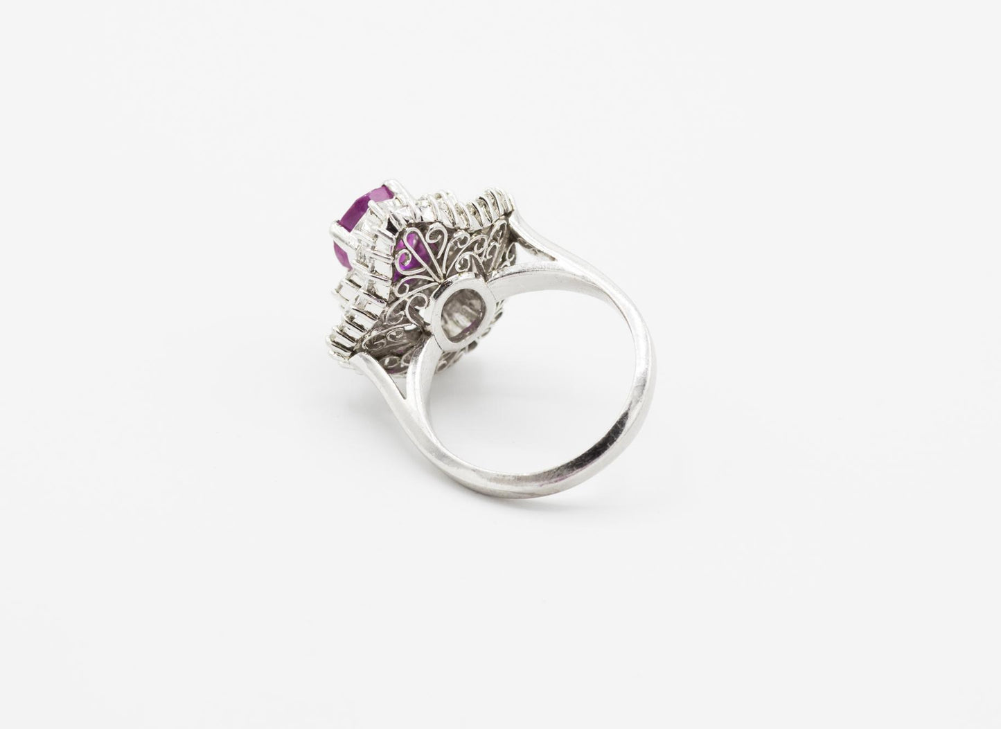Ruby Cocktail Ring with 3ctw Diamond Double Halo Set in 900 Platinum