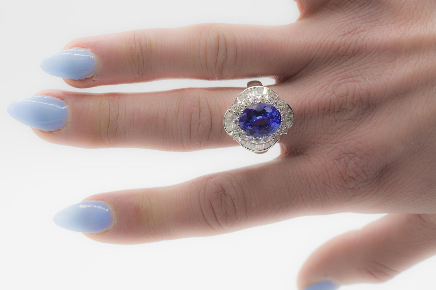 Tanzanite Diamond Cocktail Ring in 18K WG
