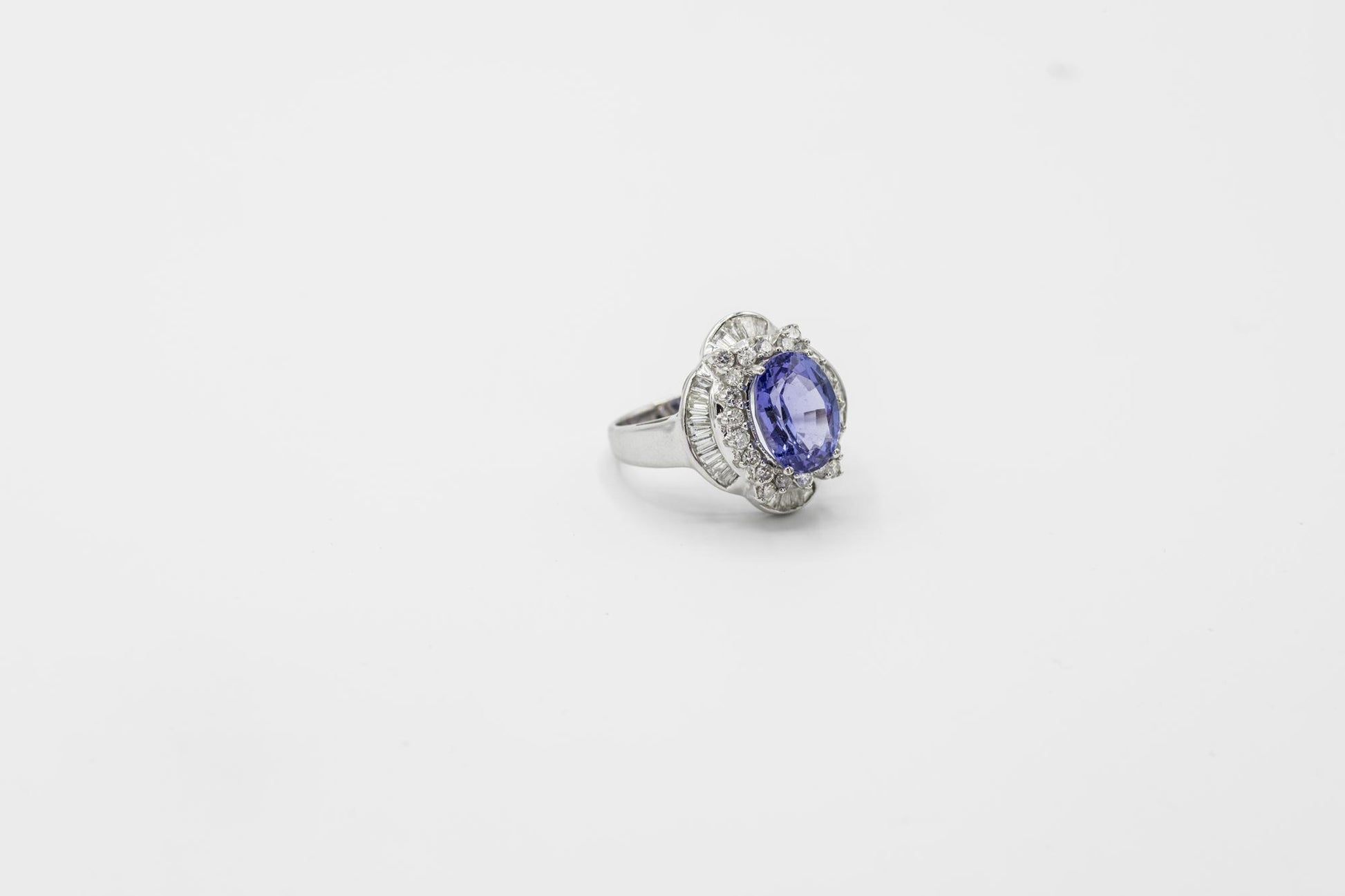 Tanzanite Diamond Cocktail Ring in 18K WG