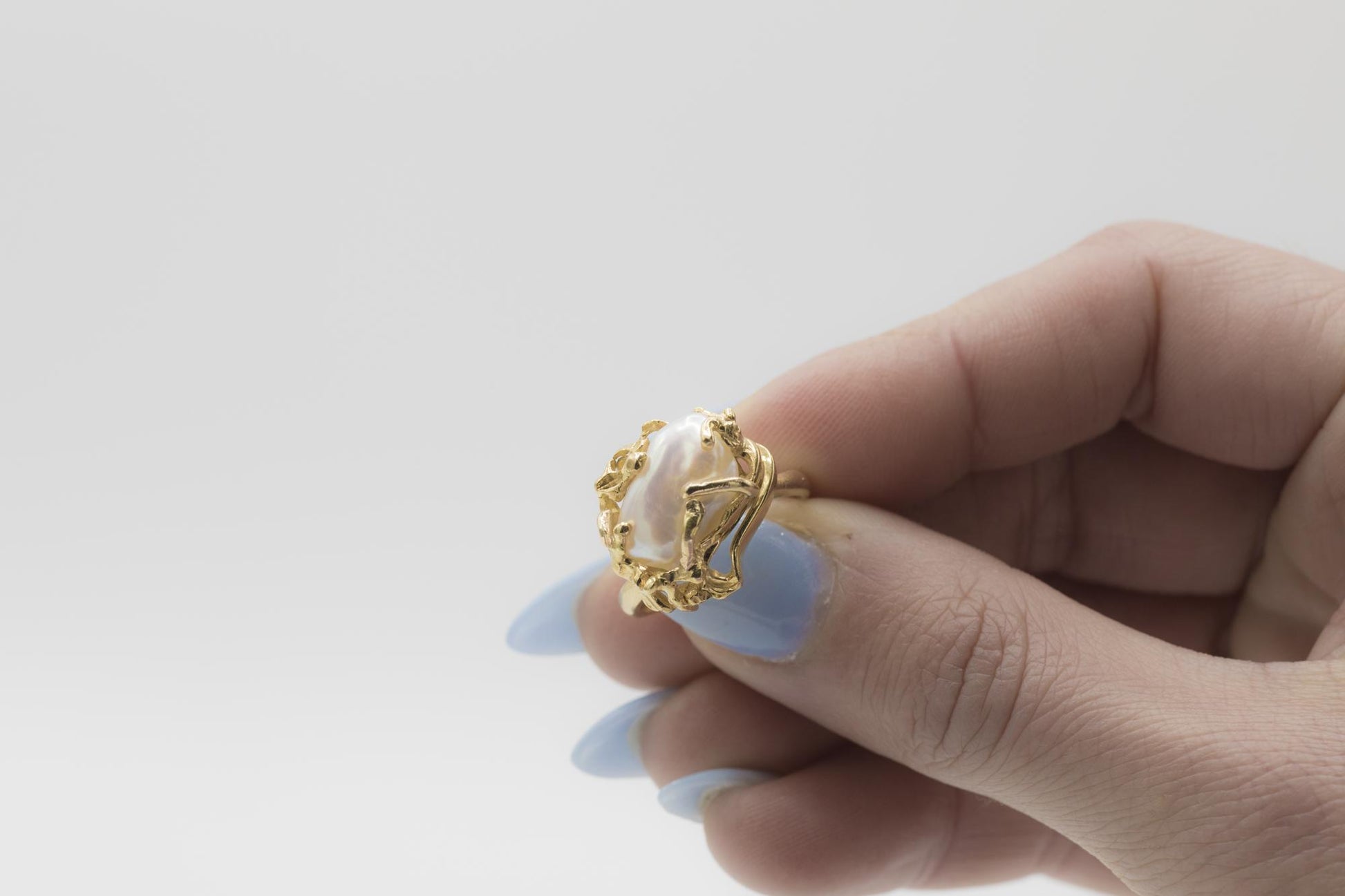 Brutalist Baroque Pearl 18K YG Statement Ring