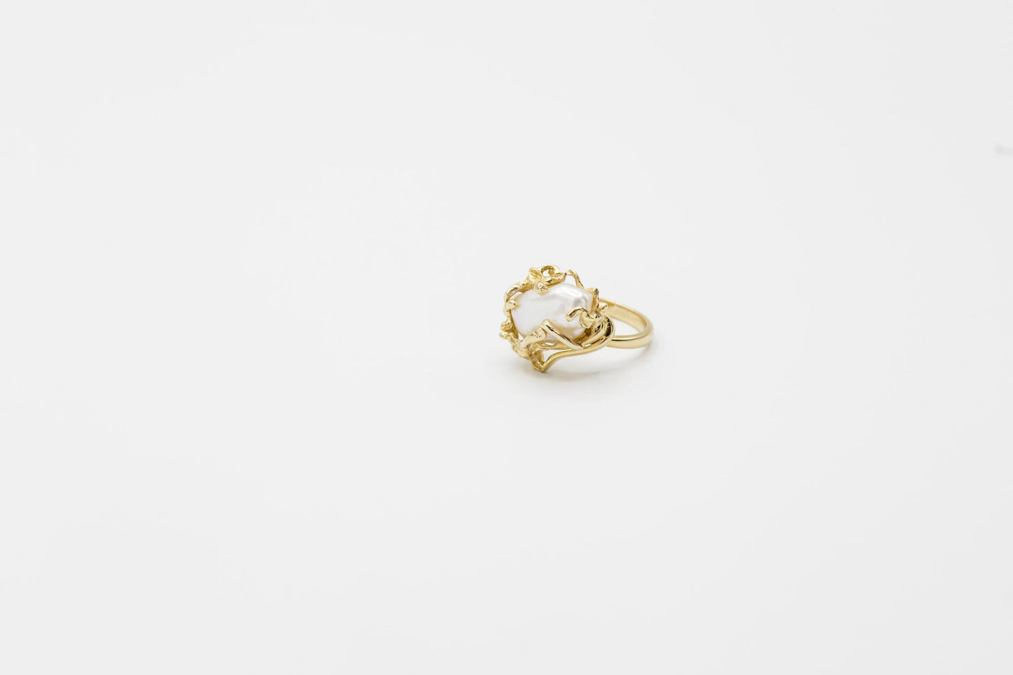 Brutalist Baroque Pearl 18K YG Statement Ring
