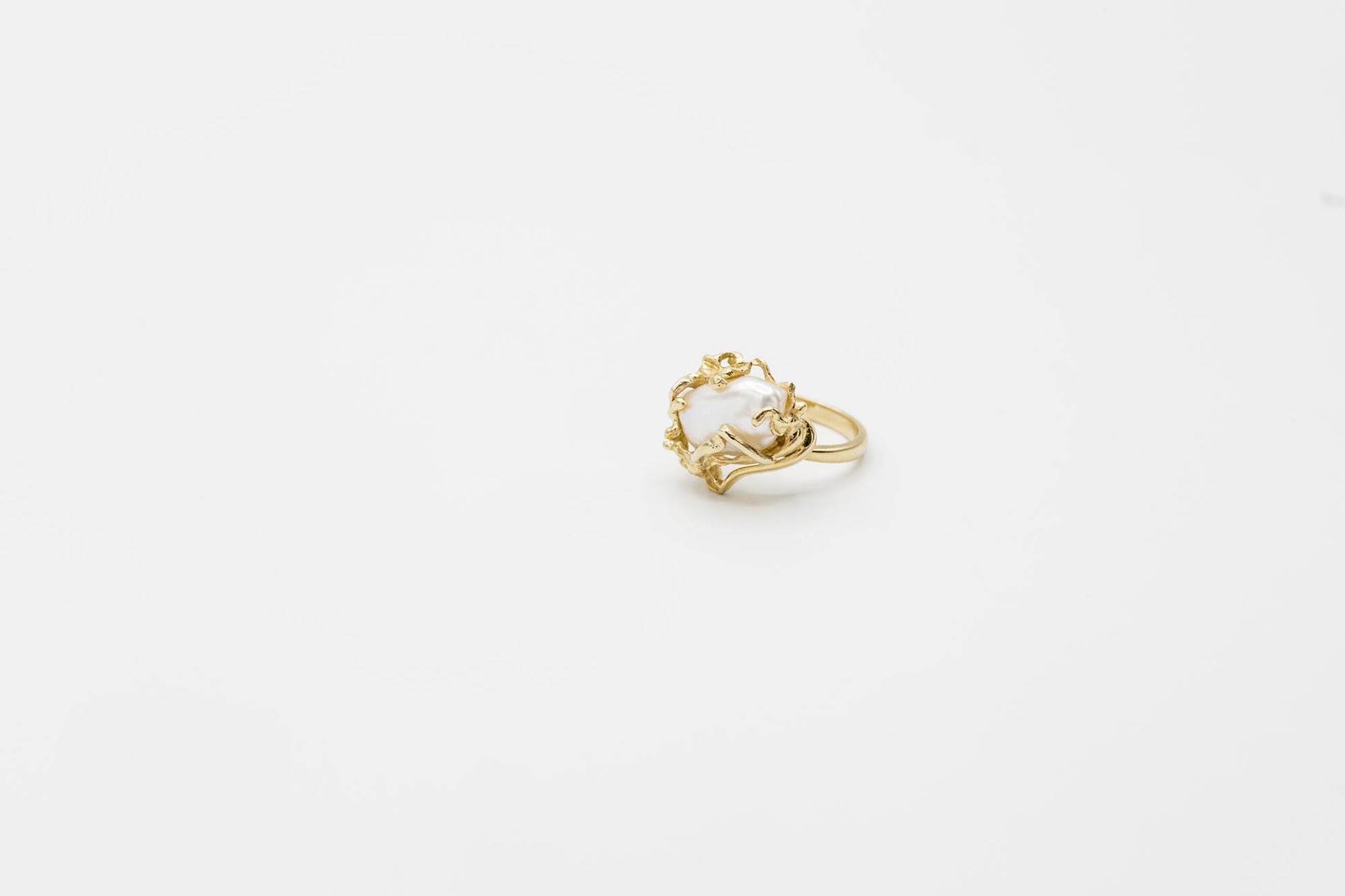 Brutalist Baroque Pearl 18K YG Statement Ring