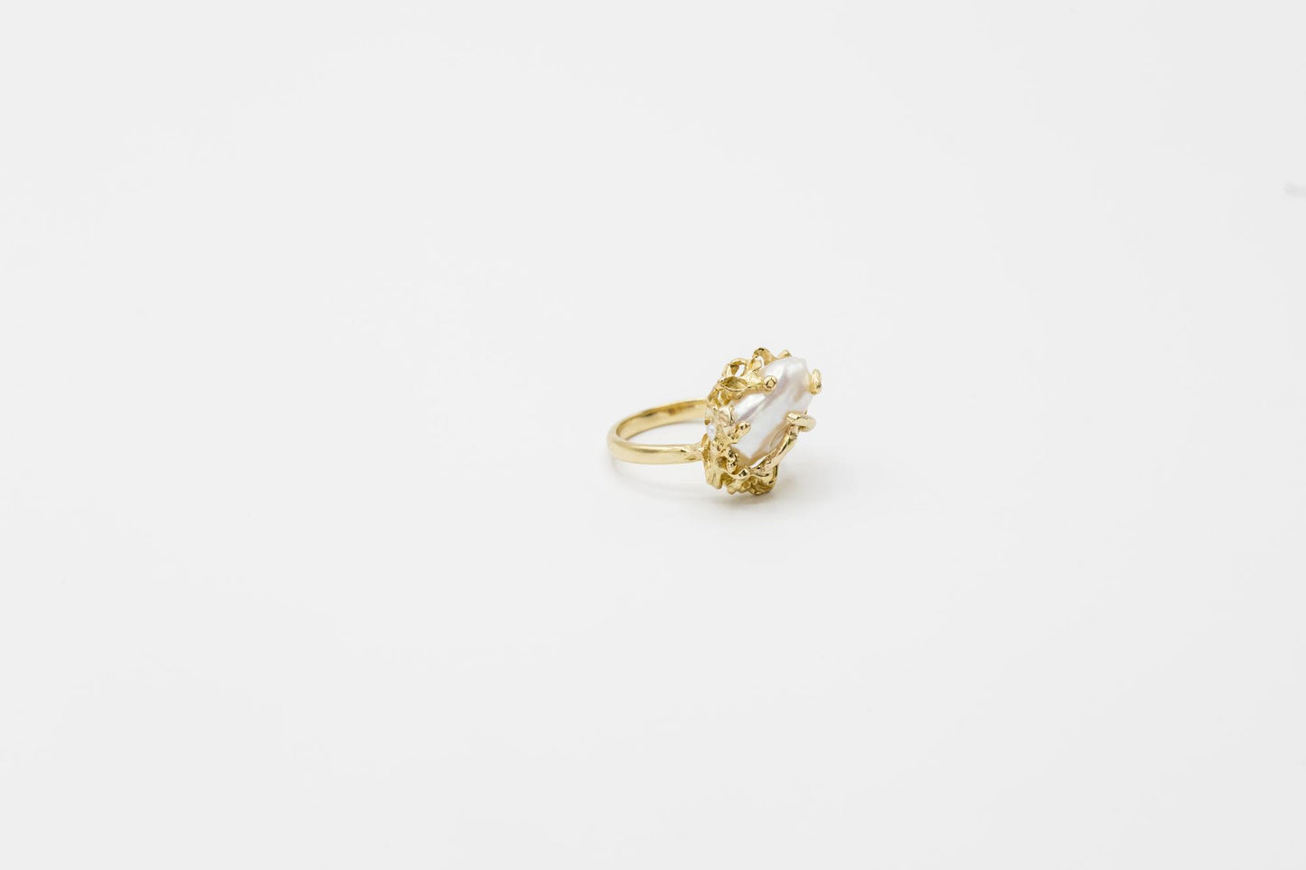 Brutalist Baroque Pearl 18K YG Statement Ring