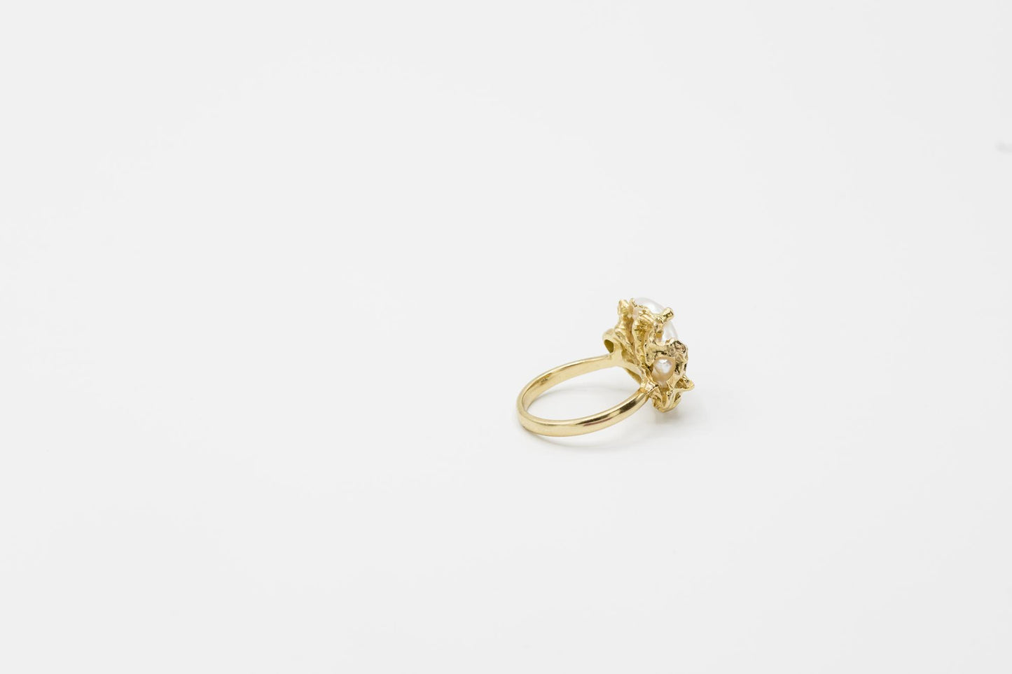 Brutalist Baroque Pearl 18K YG Statement Ring