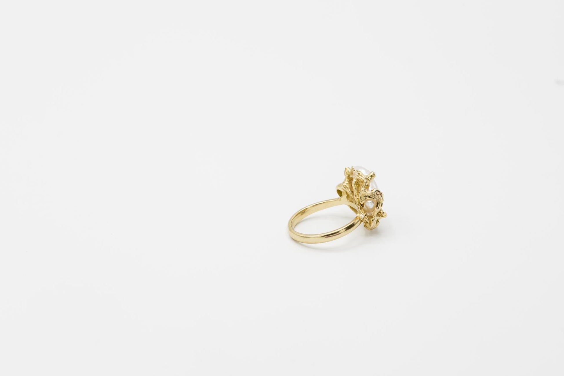 Brutalist Baroque Pearl 18K YG Statement Ring