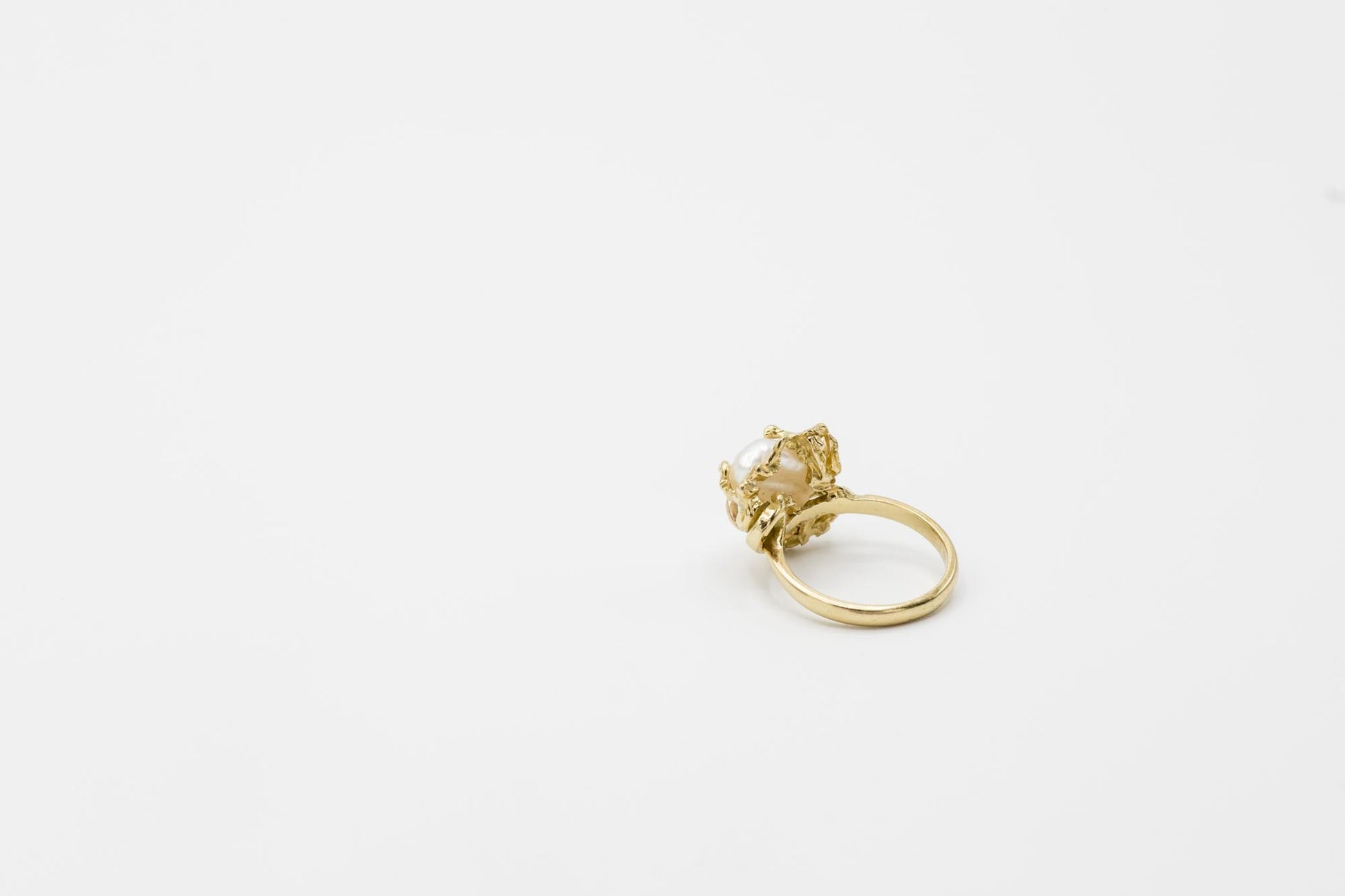 Brutalist Baroque Pearl 18K YG Statement Ring