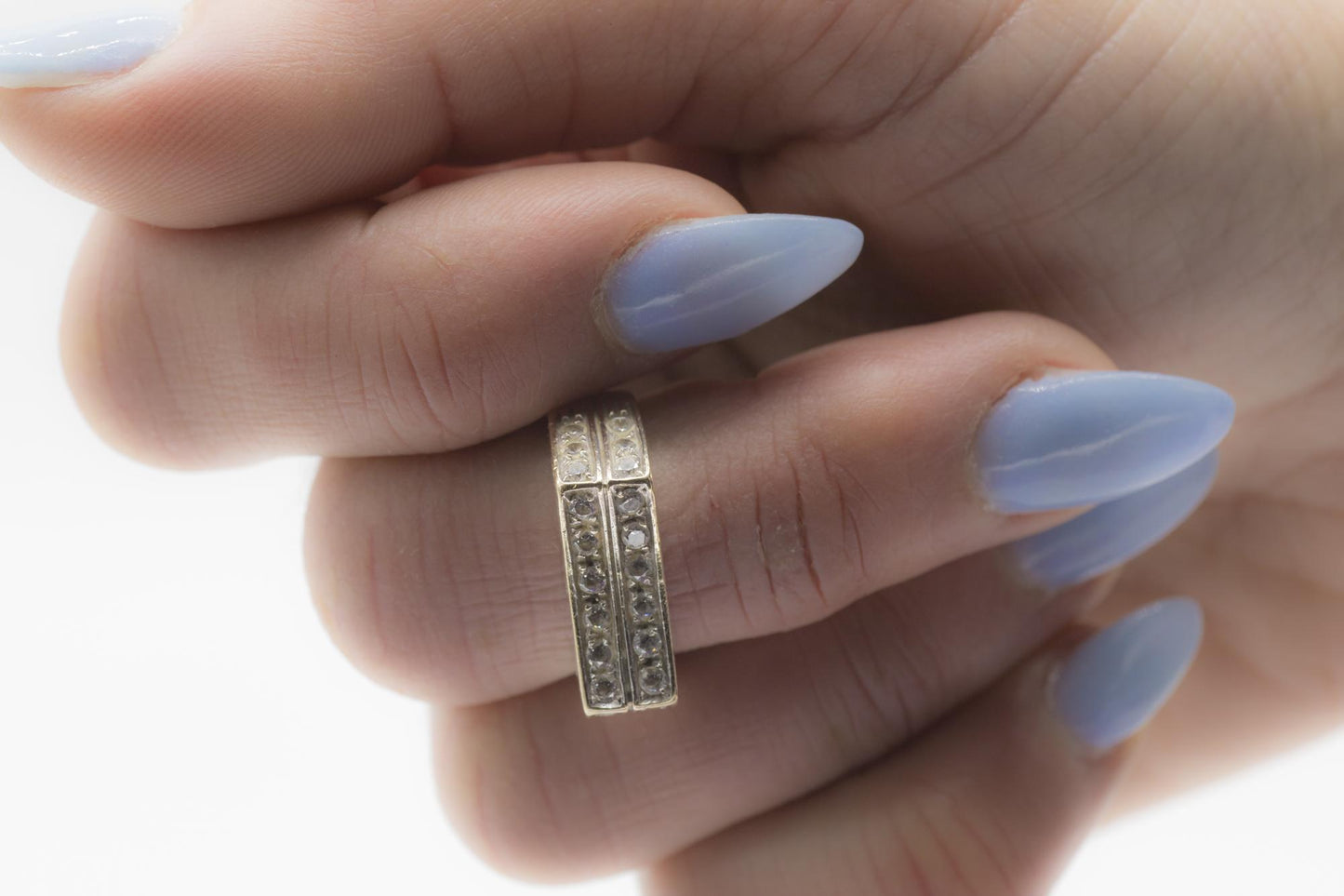 Vintage 18K Double Row Diamond Fashion Ring