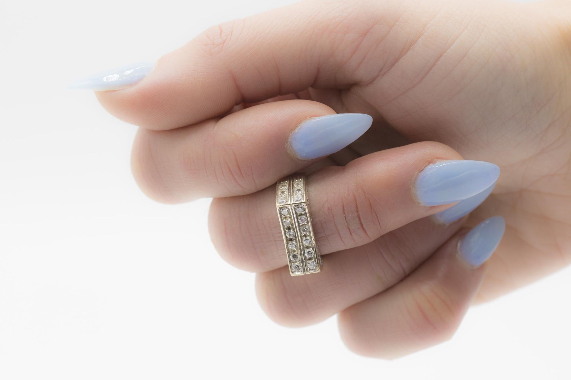 Vintage 18K Double Row Diamond Fashion Ring