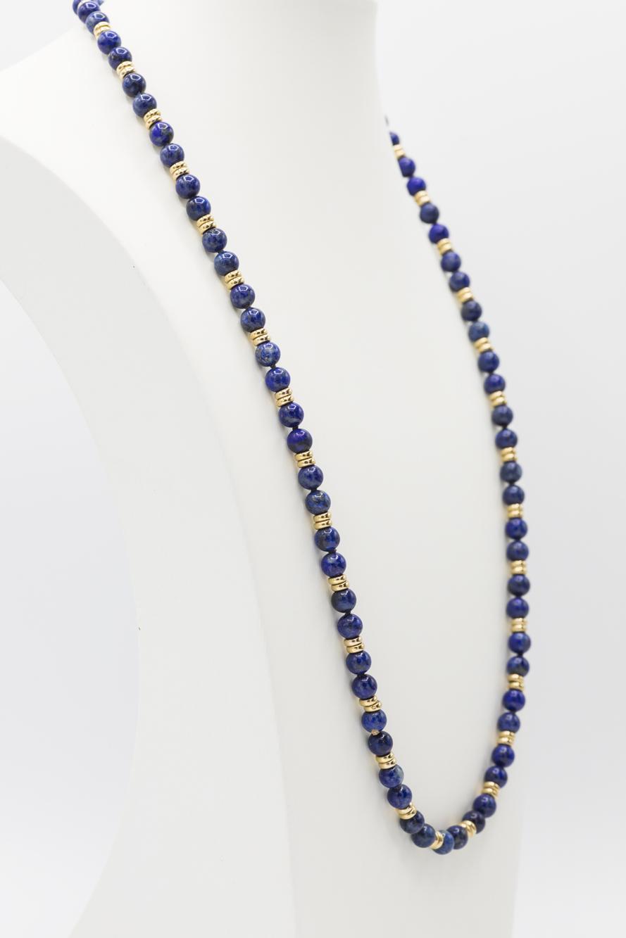 Lapis Bead Necklace and Bracelet with 14K YG Spacer Beads and Clasp