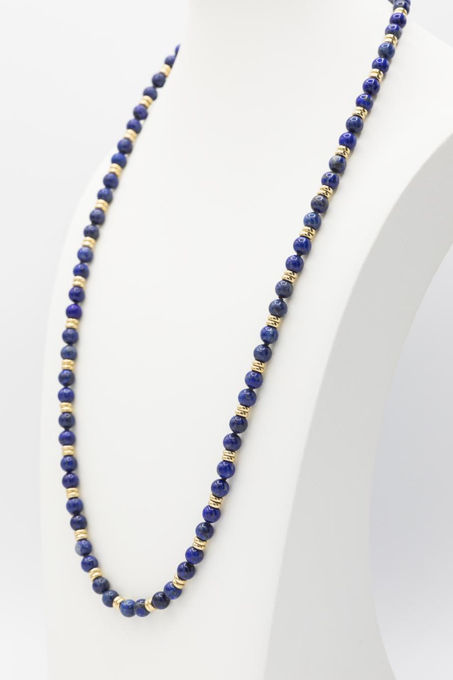 Lapis Bead Necklace and Bracelet with 14K YG Spacer Beads and Clasp